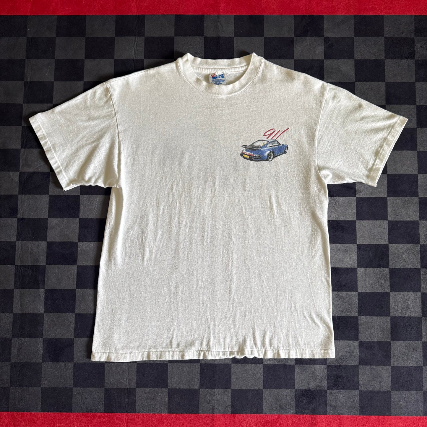 Vintage 90s Porsche 911 White T-Shirt Large
