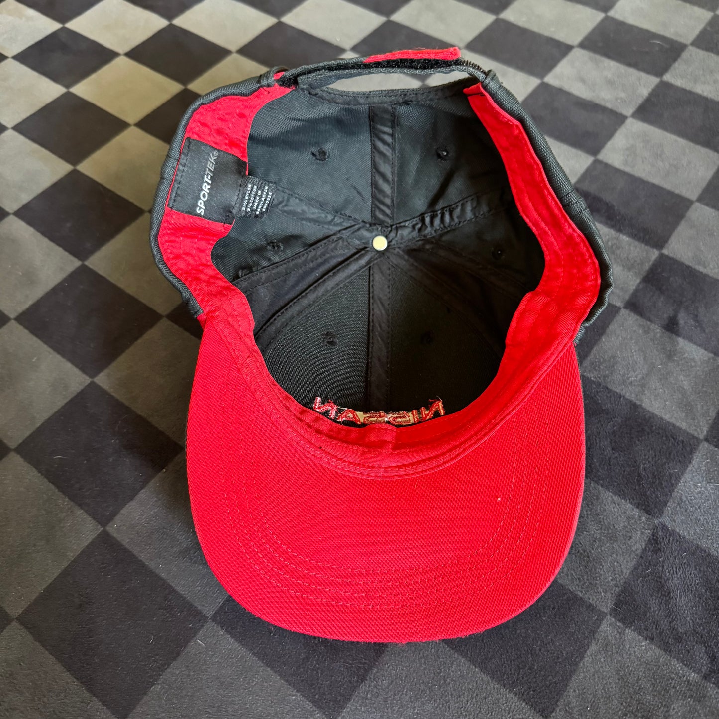 Vintage Nissan Black Red Strapback Hat Cap