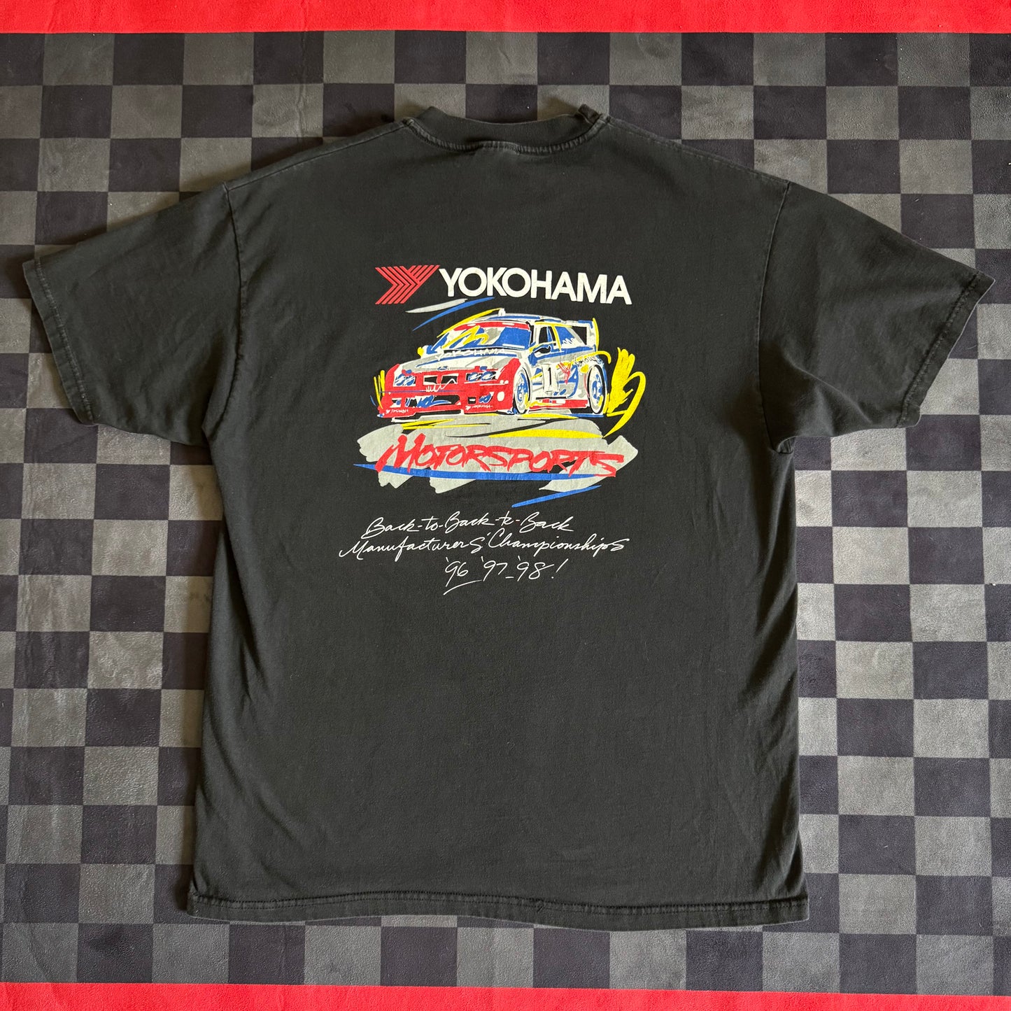 Vintage Yokohama Motorsports BMW Back to Back Champions Black T Shirt XL