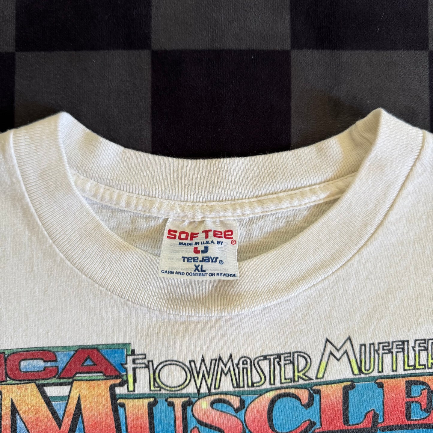 Vintage 1992 Flowmaster Muffler Muscle Challenge White T Shirt Size Large