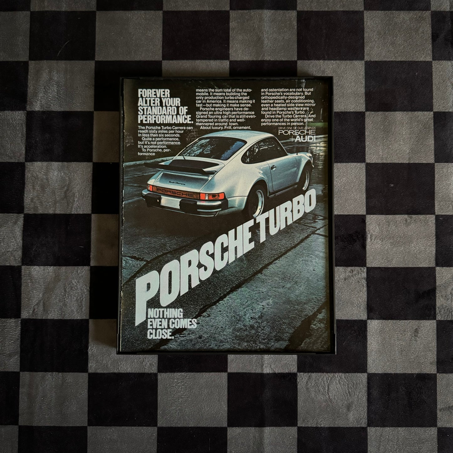 80s Porsche Turbo Carrera Framed Ad