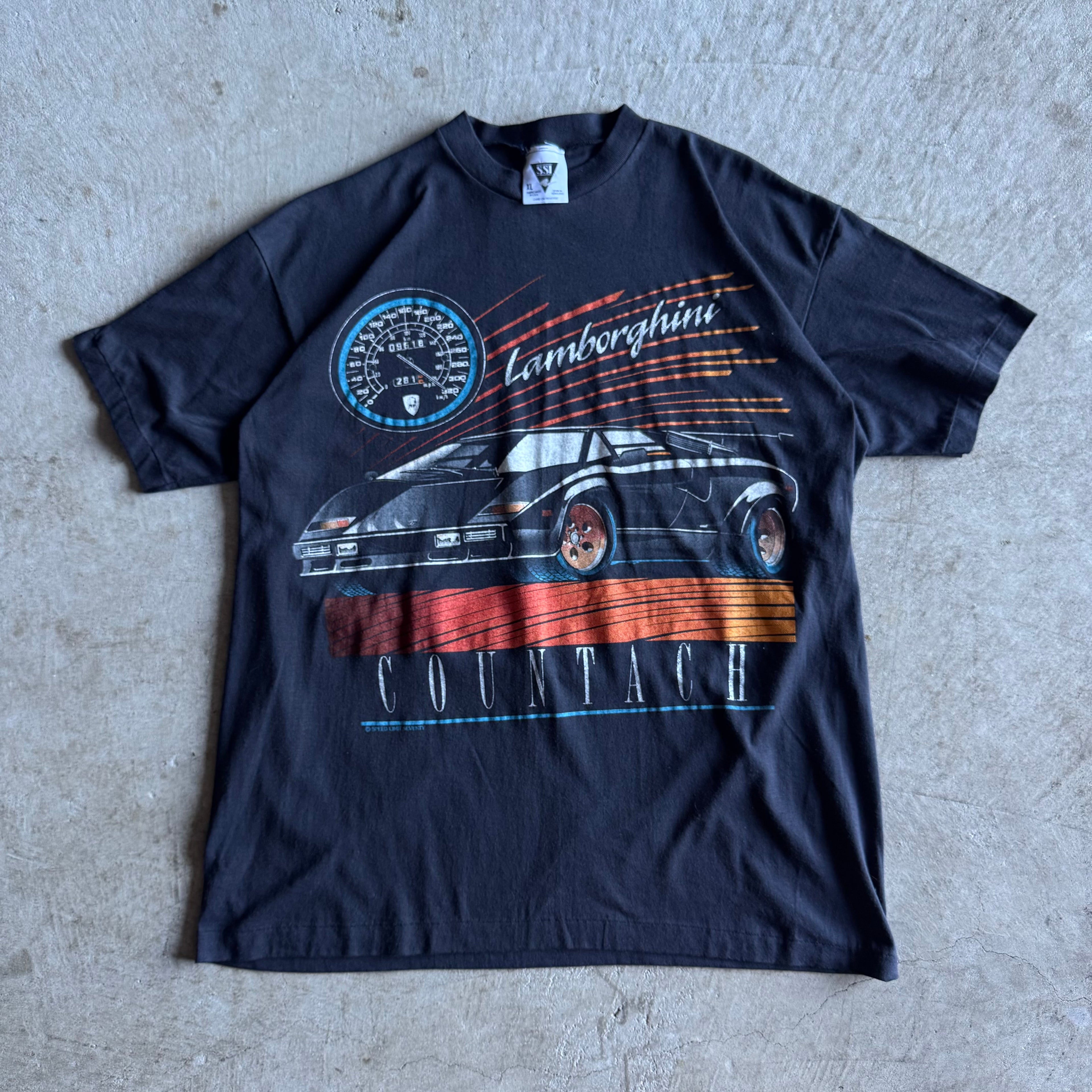 Vintage 90s Lamborghini Countach Black T Shirt Size XL