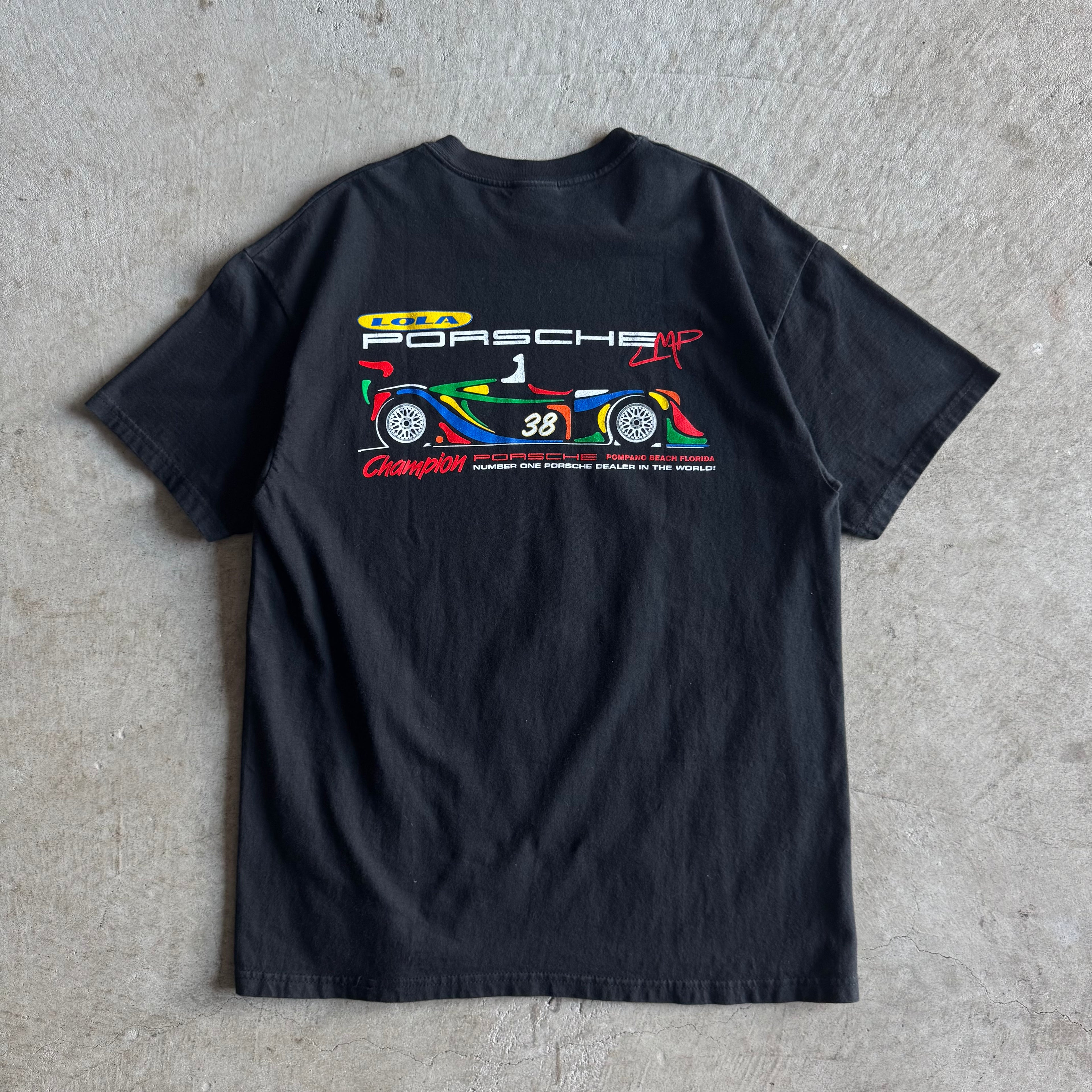 2000s Porsche Champion LOLA Racing LMP Black T Shirt (L)