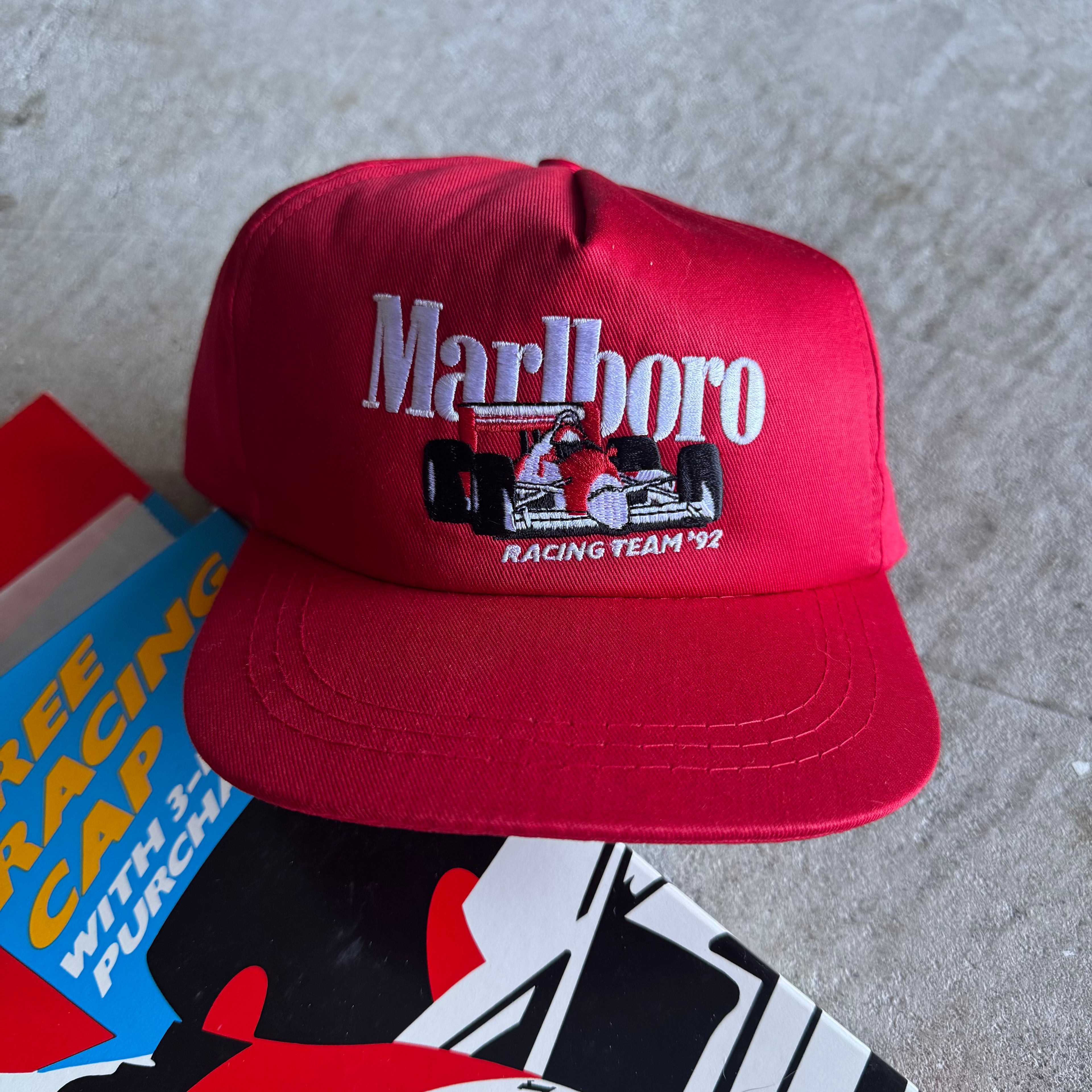 Vintage 90s 1992 Marlboro Racing Red Snapback Hat