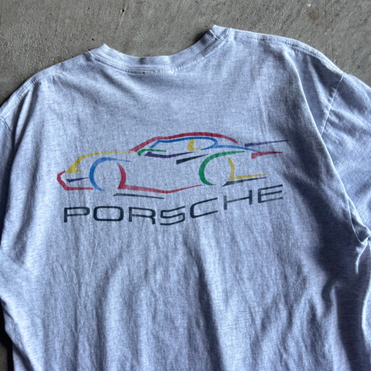 90s Porsche 911 Multi-Color Silhouette Grey T Shirt (L)