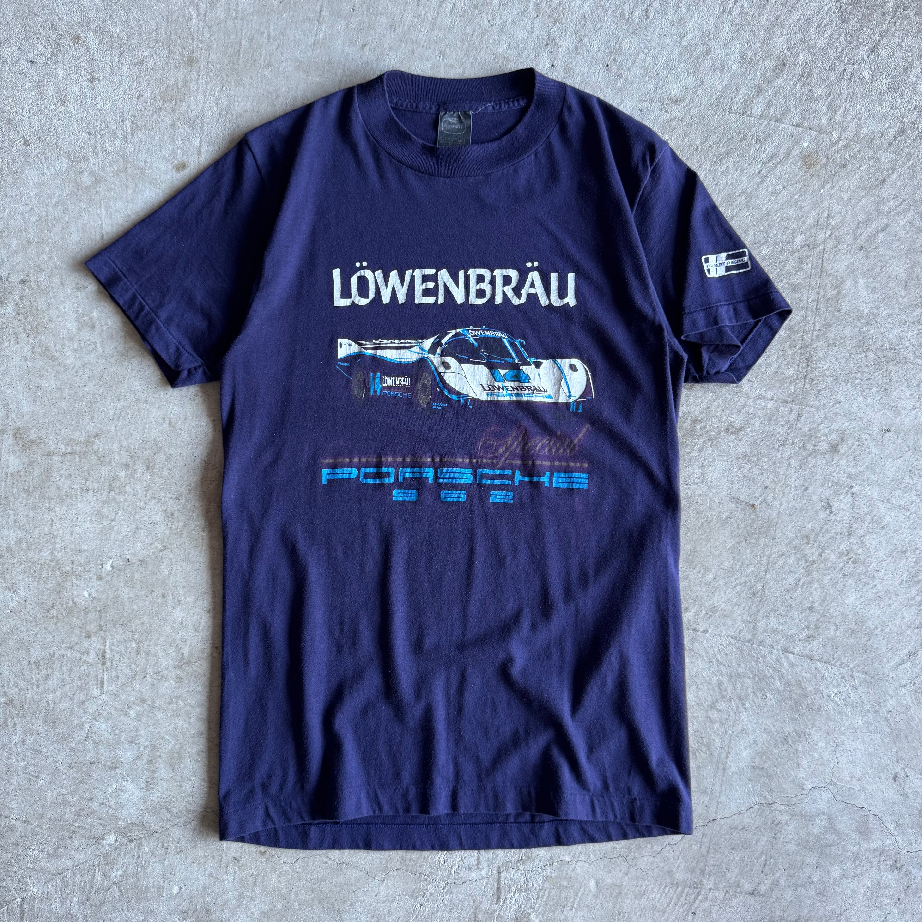 80s Porsche Lowenbrau Special 962 Navy T Shirt (M)