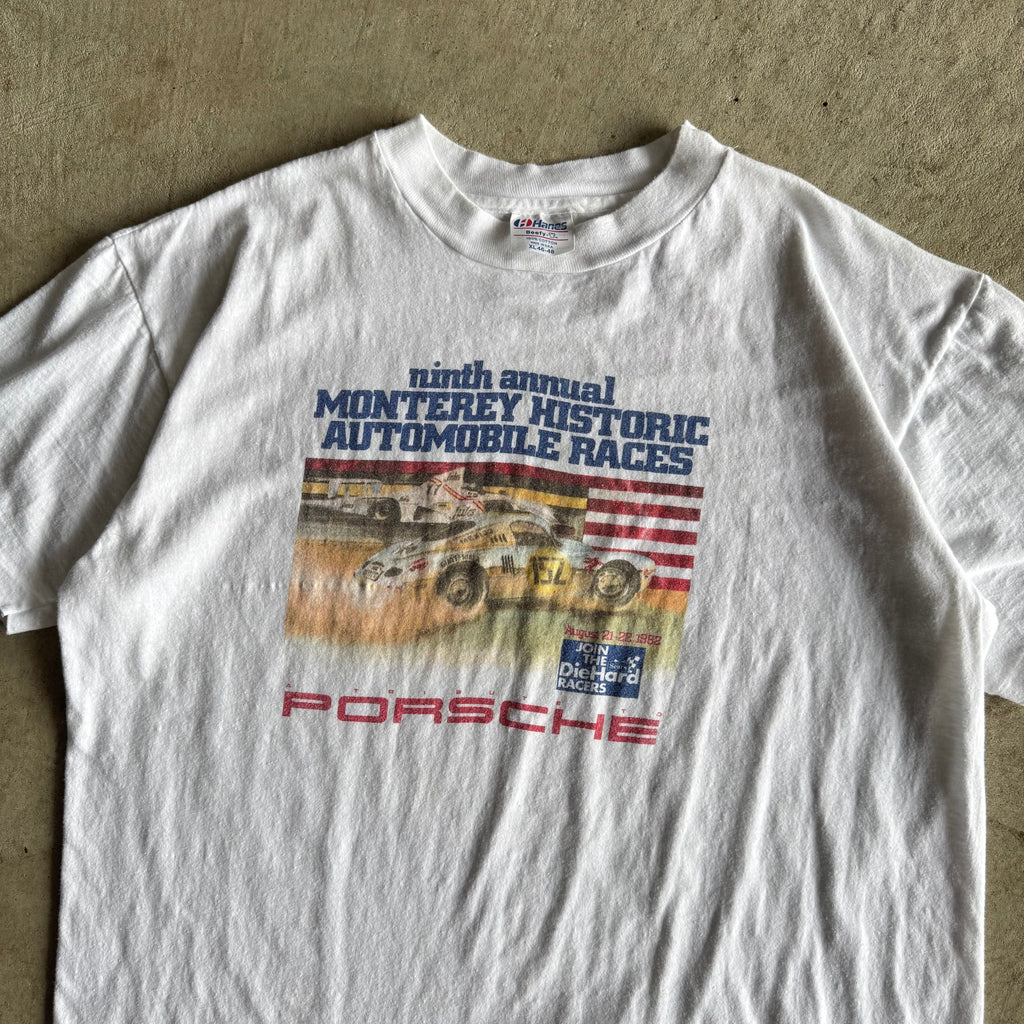 90s Porsche Monterey Historic Races White T Shirt (XL)