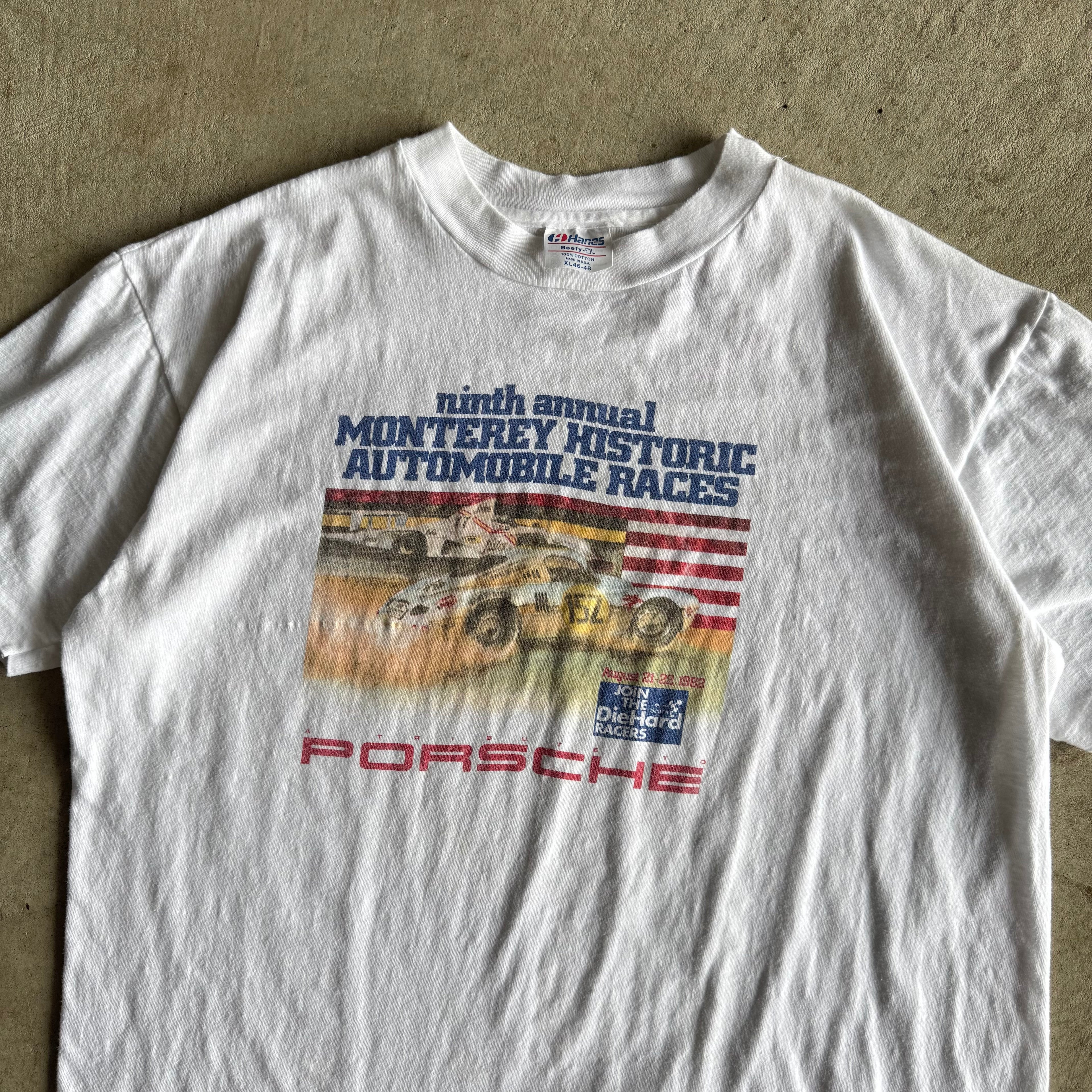 90s Porsche Monterey Historic Races White T Shirt (XL)