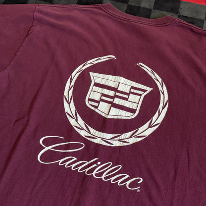 90s Cadillac Crest Badge Big Logo Maroon T Shirt