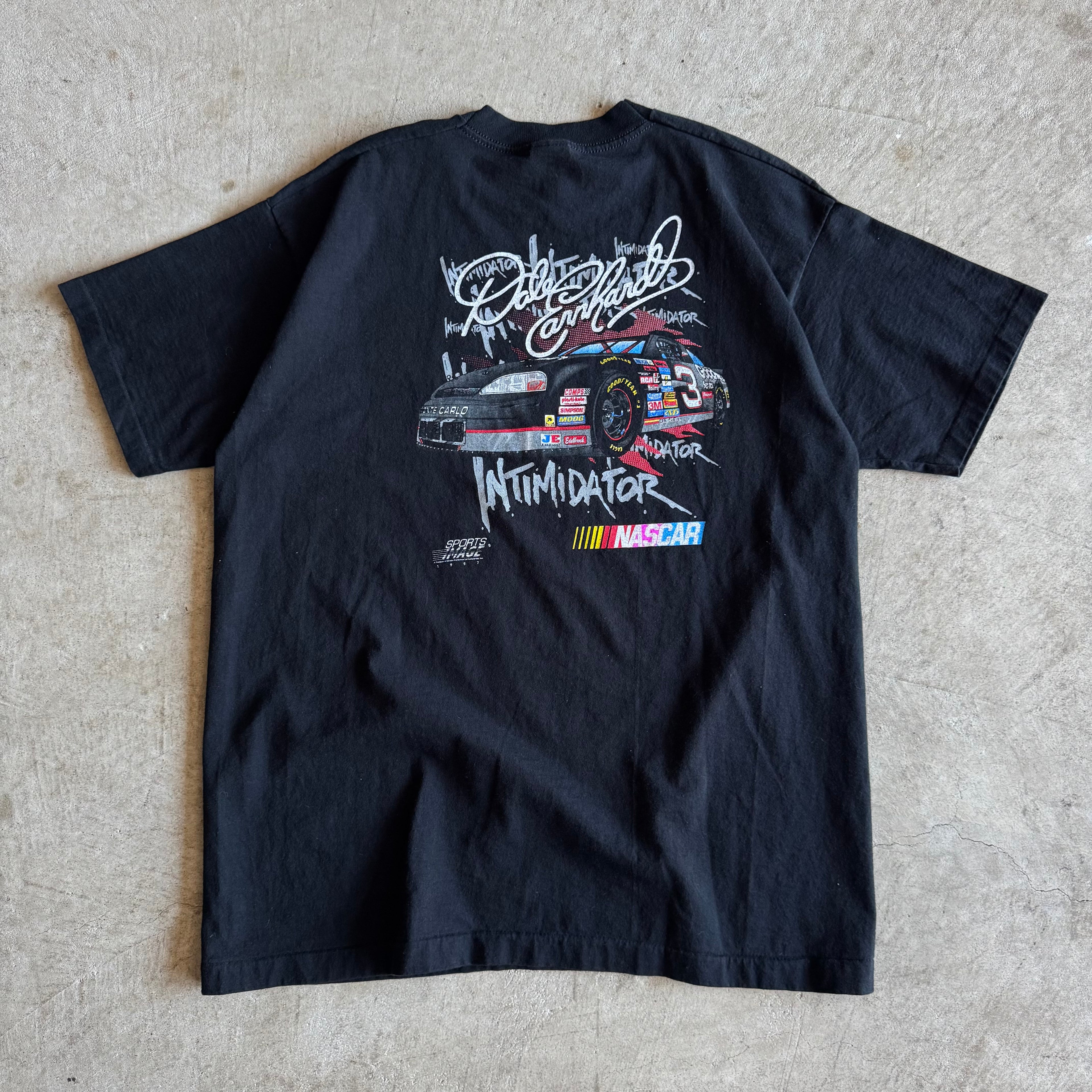 90s Dale Earnhardt Intimidator NASCAR Black T Shirt (XL)