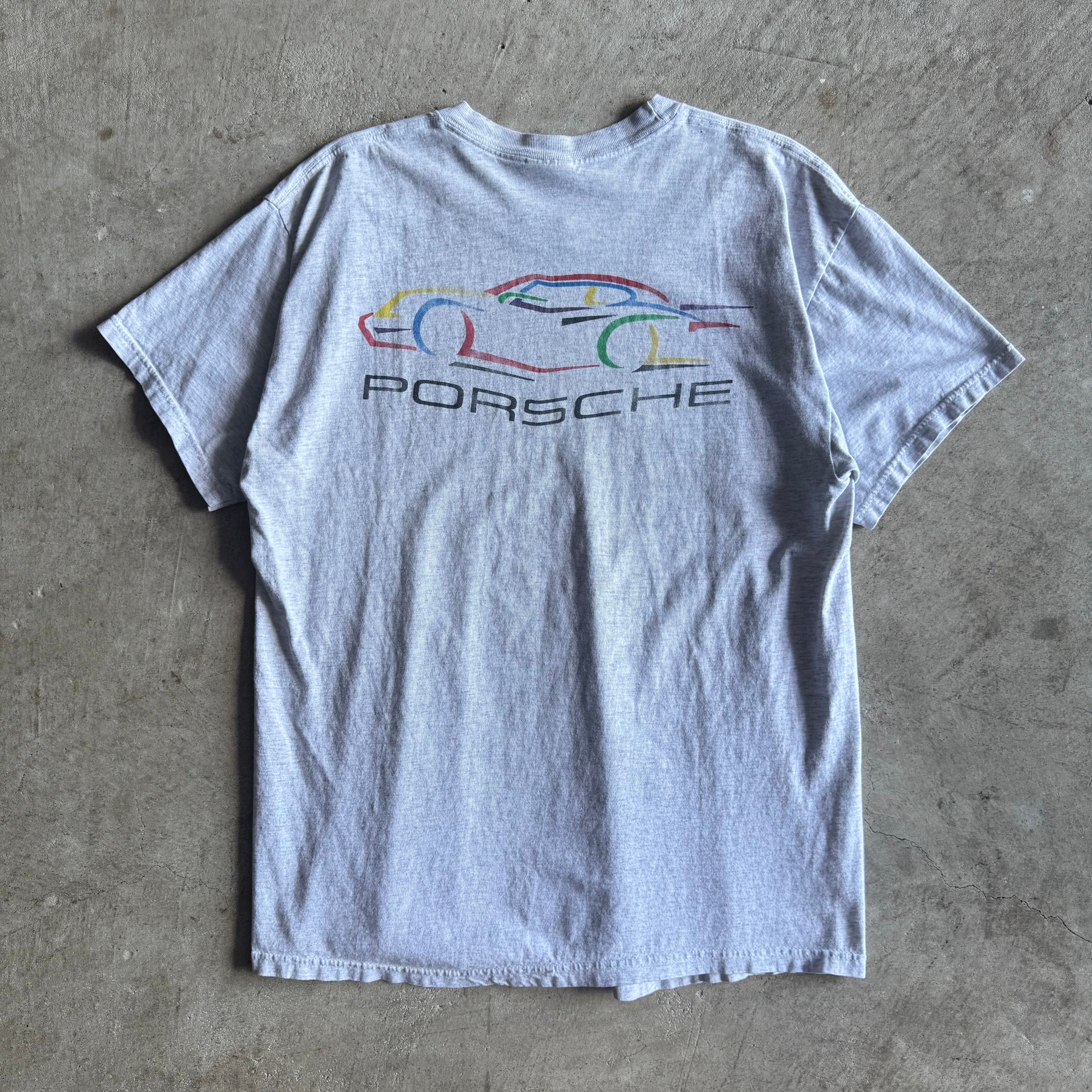 90s Porsche 911 Multi-Color Silhouette Grey T Shirt (L)