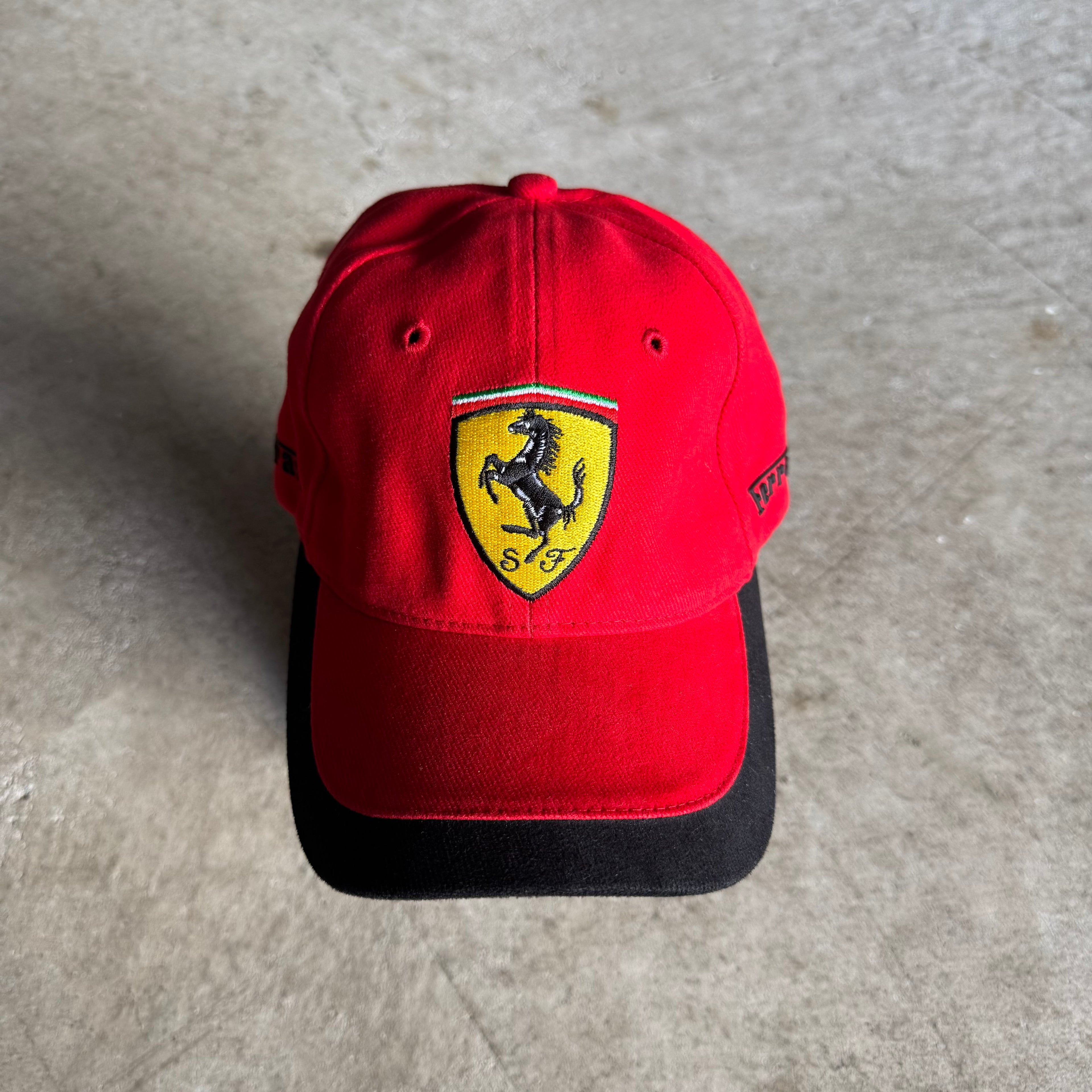Ferrari Embroidered Shield Red Black Cap Hat