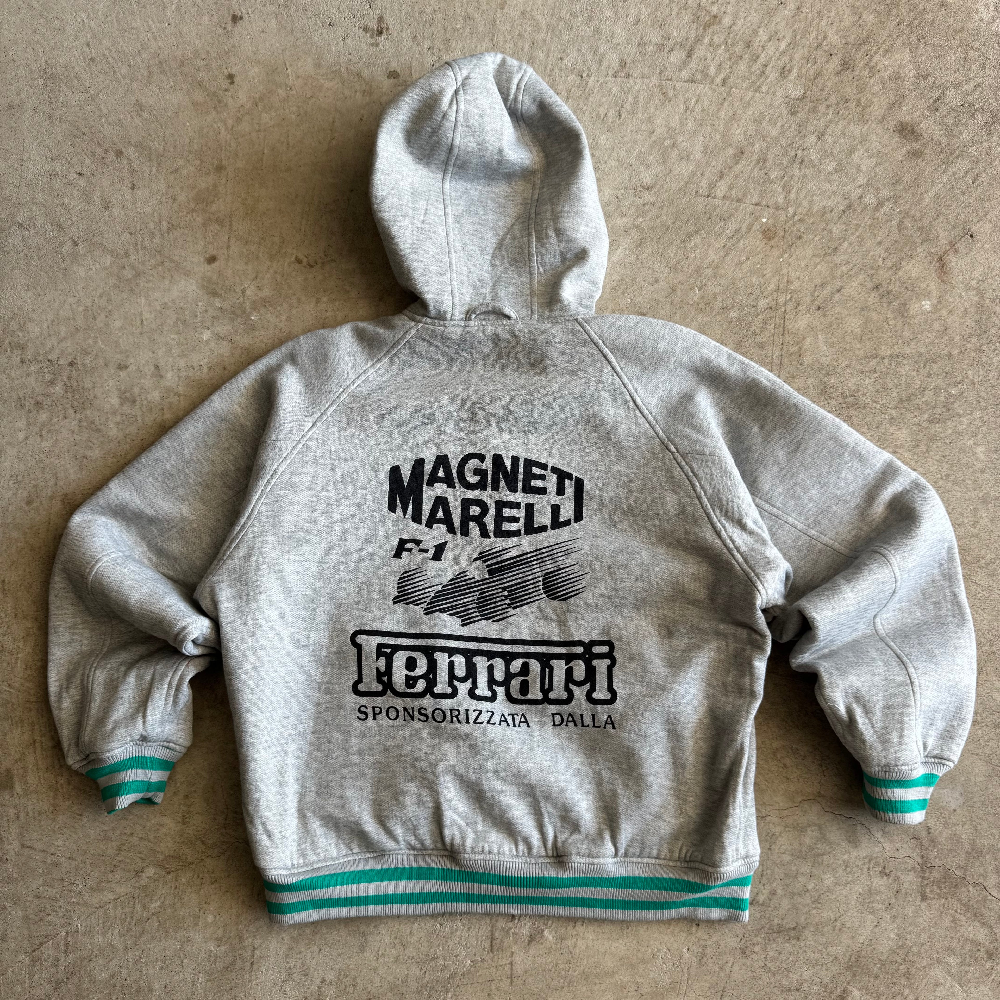 80s Ferarri Magnetti Merelli Reversible Green Grey Hooded Jacket (M)