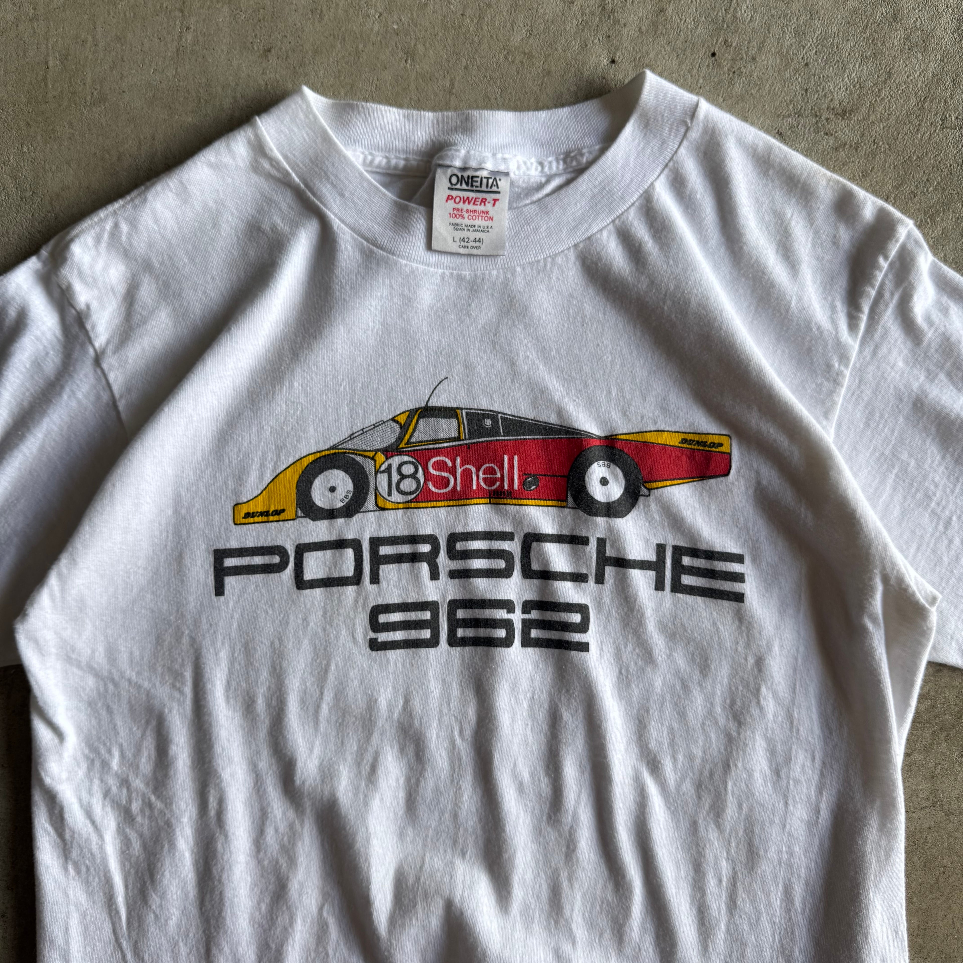 Vintage 90s Porsche Shell 962 White T Shirt Size Large