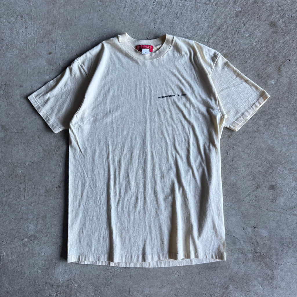 80s Porsche Limited Rally Paris Dakar Beige Victory Poster T Shirt (XL)