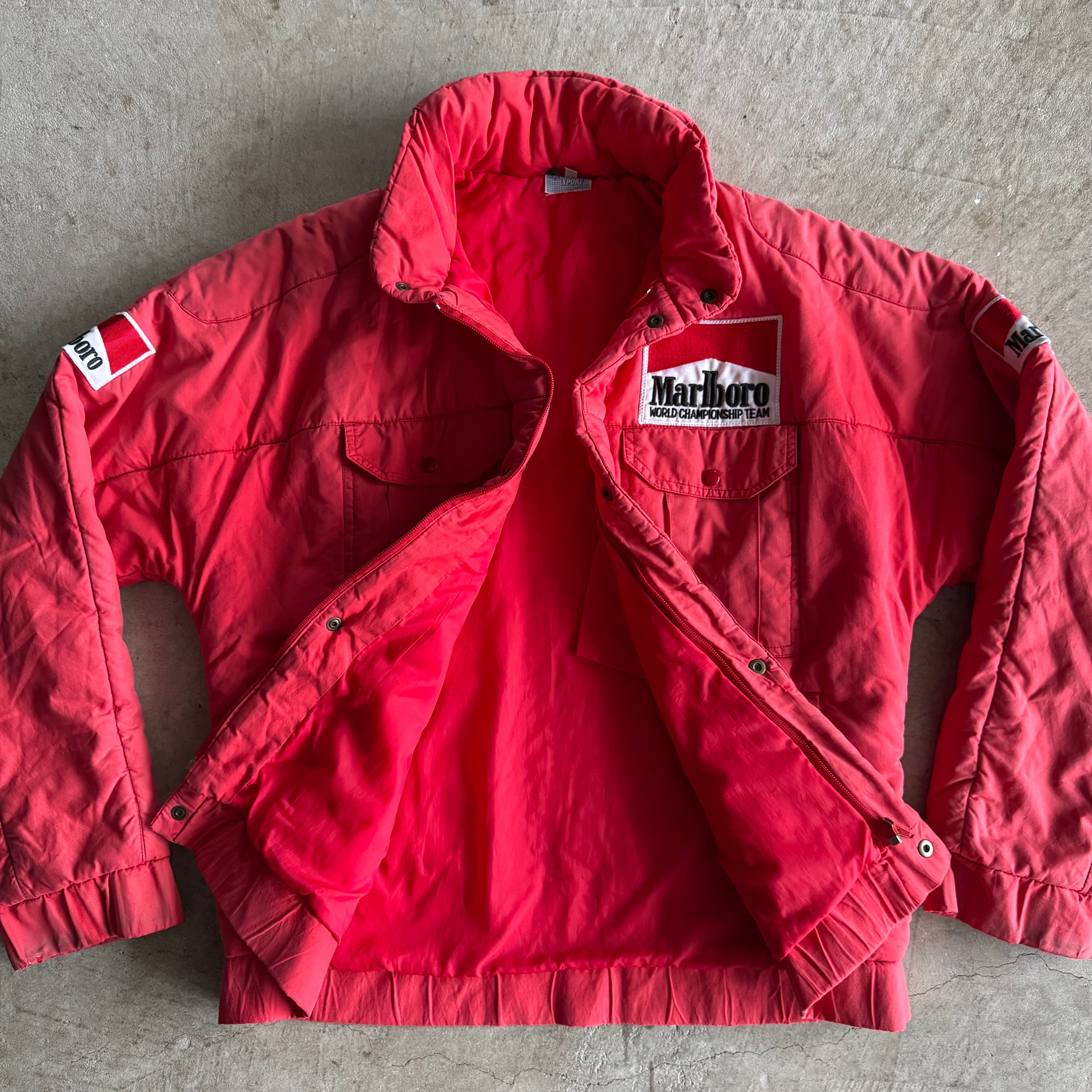 90s Marlboro Racing World Championship Team Red Puffer Jacket (L)