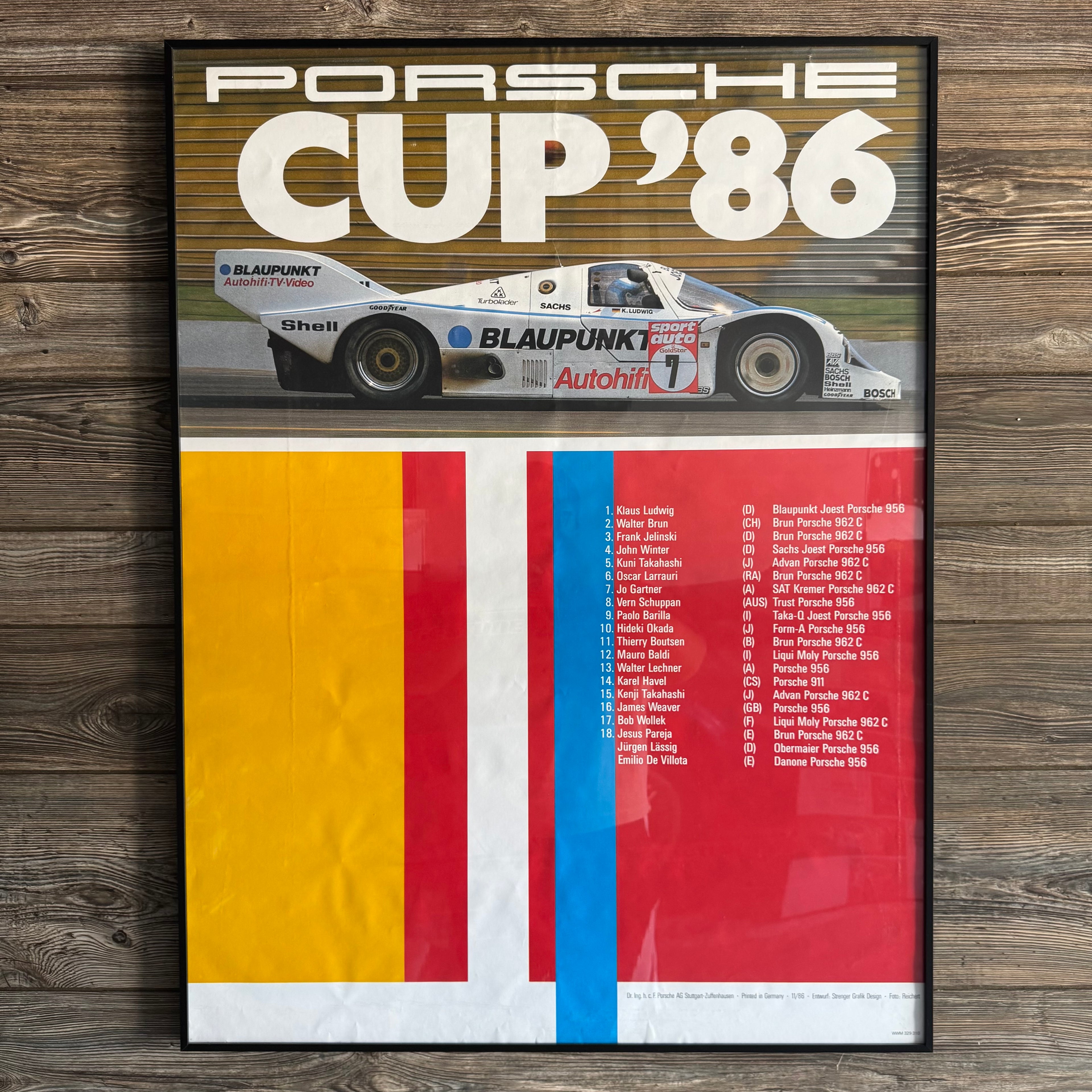 1986 Porsche Cup Blaupunkt 956 Victory Poster