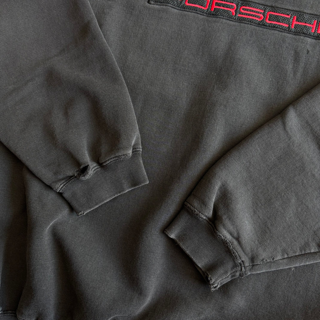 90s Porsche Selection Patch Black Distressed Crewneck Sweater (XL)