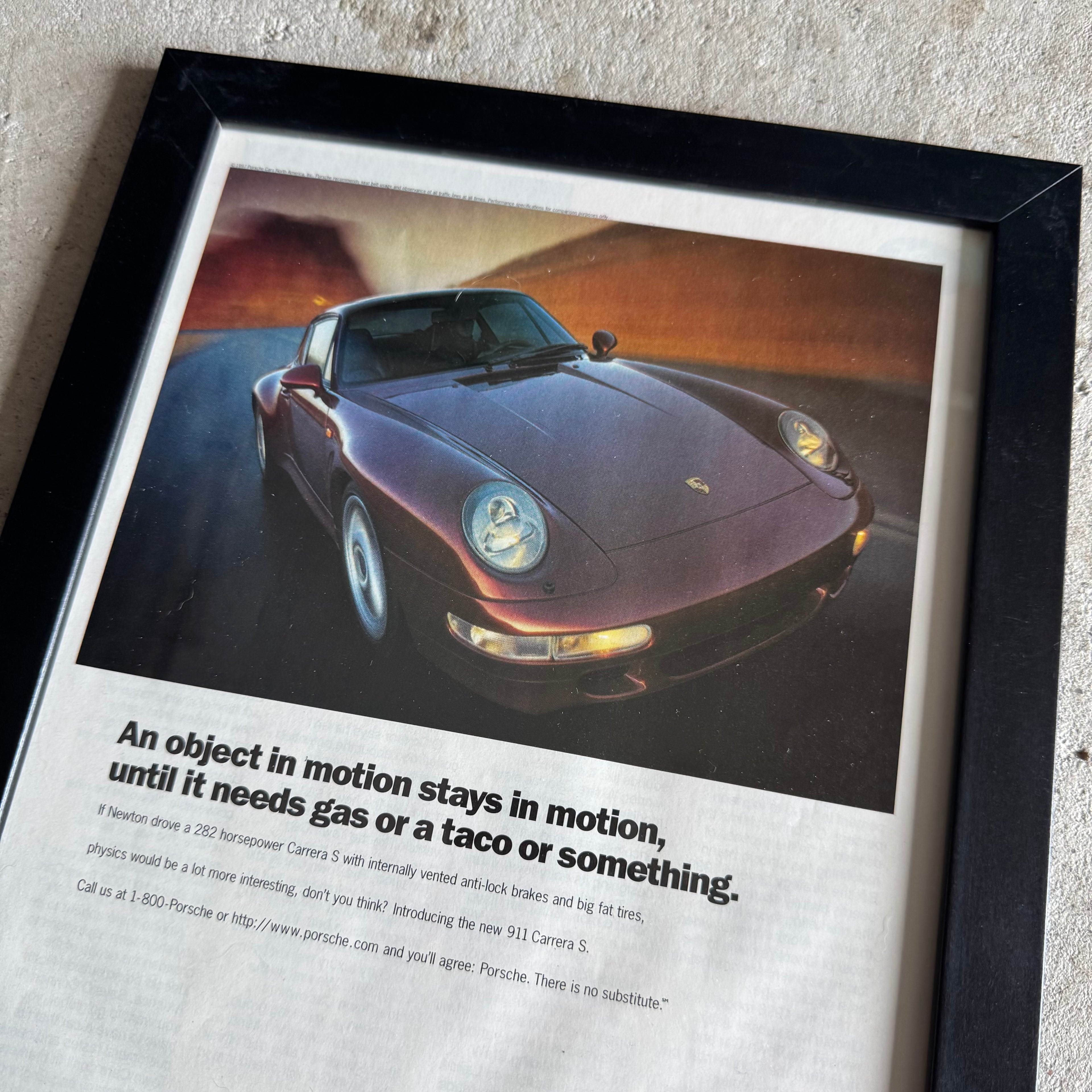 1997 Porsche Carrera S Object in Motion Framed Advertisement
