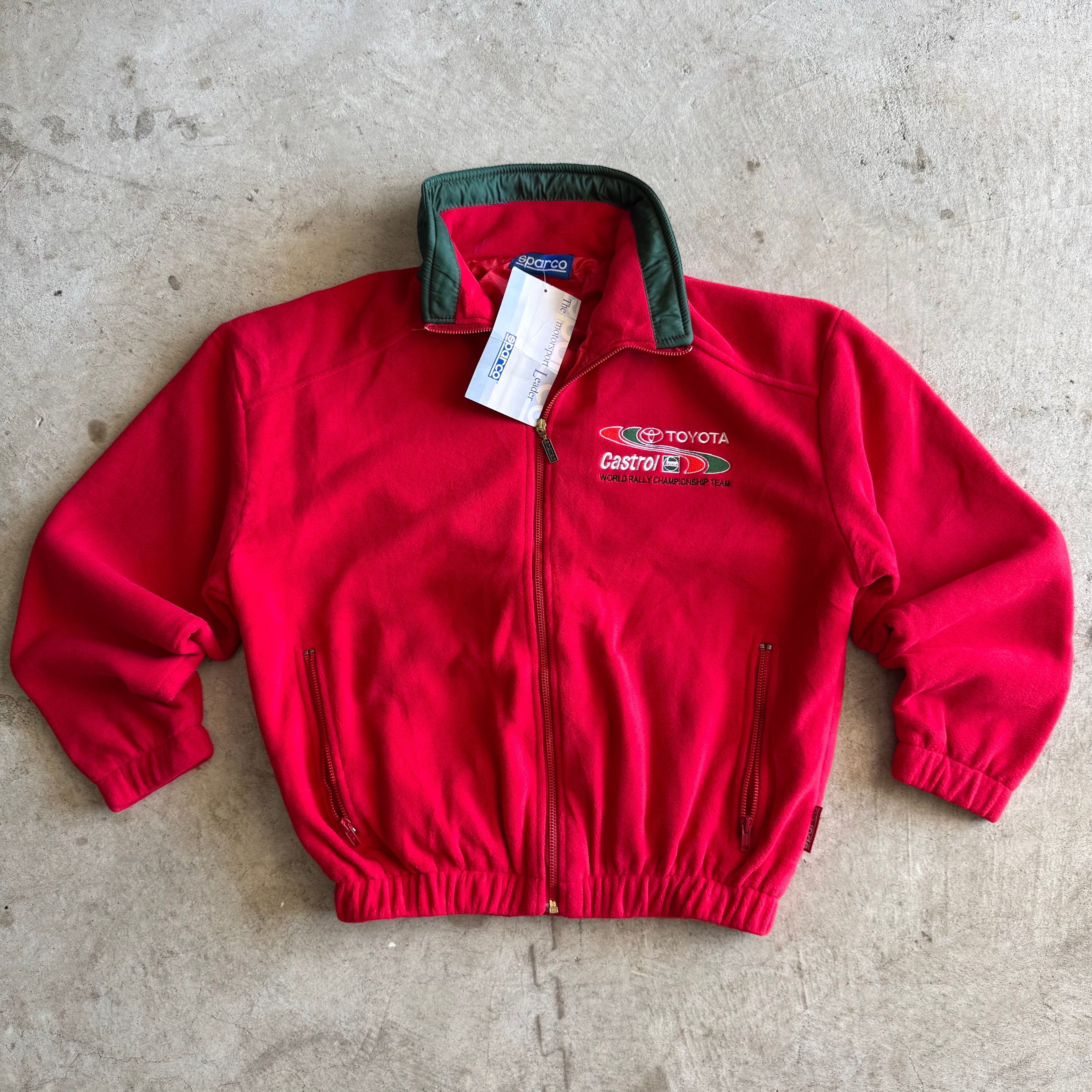 90s Sparco Castrol Team Toyota Europe Red Fleece Jacket (L)