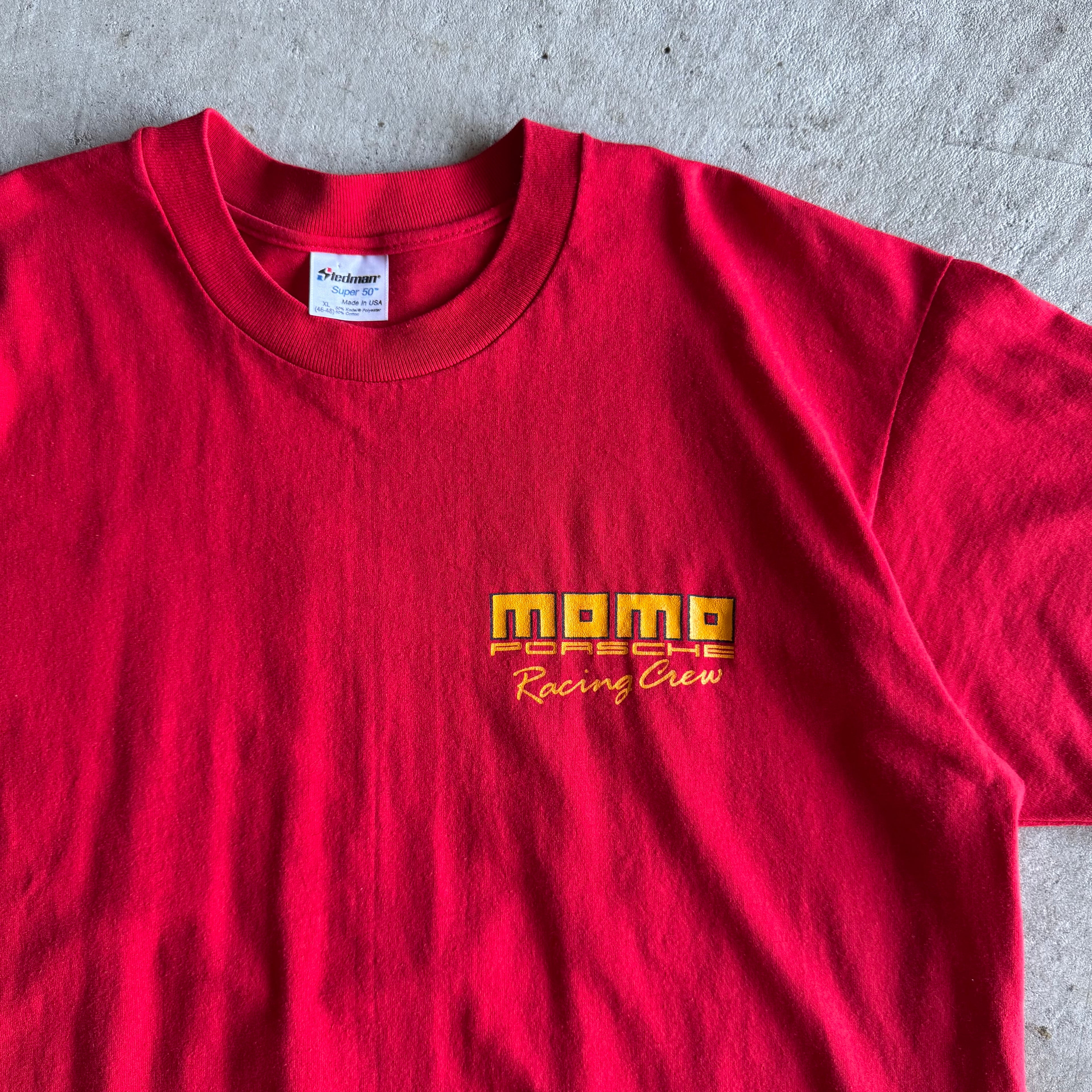 90s Porsche MOMO Racing Crew Red T Shirt (XL)