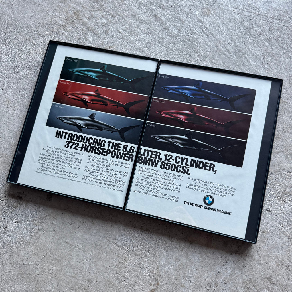 1994 BMW E31 850CSi V12 Shark Color Options Framed Advertisement