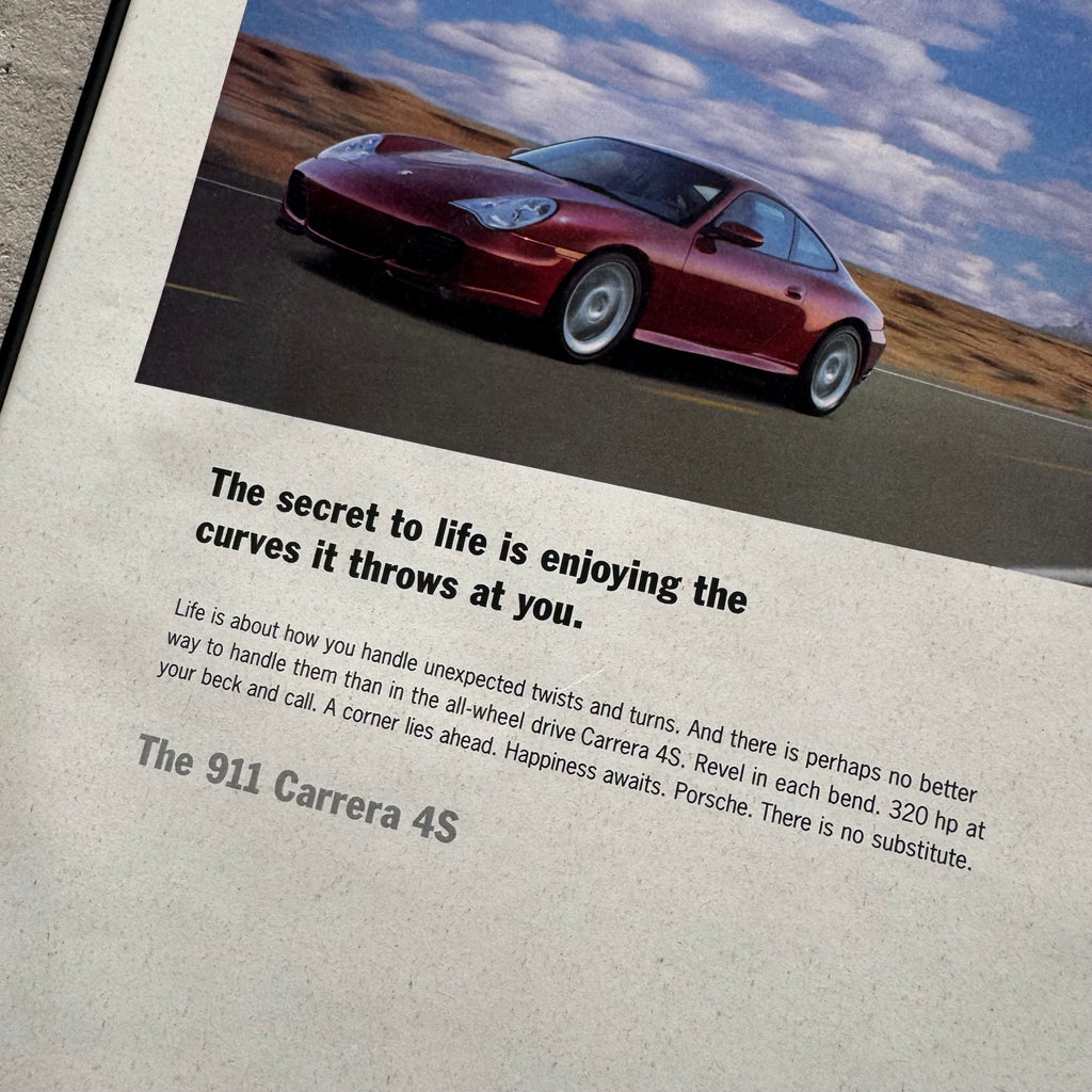 2003 Porsche Secret to Life 911 Carrera 4S Framed Advertisement