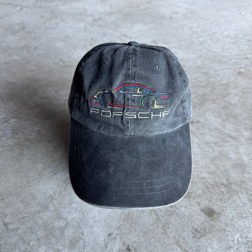 90s Porsche 911 Multi-color Silhouette Grey Adjustable Strapback Hat