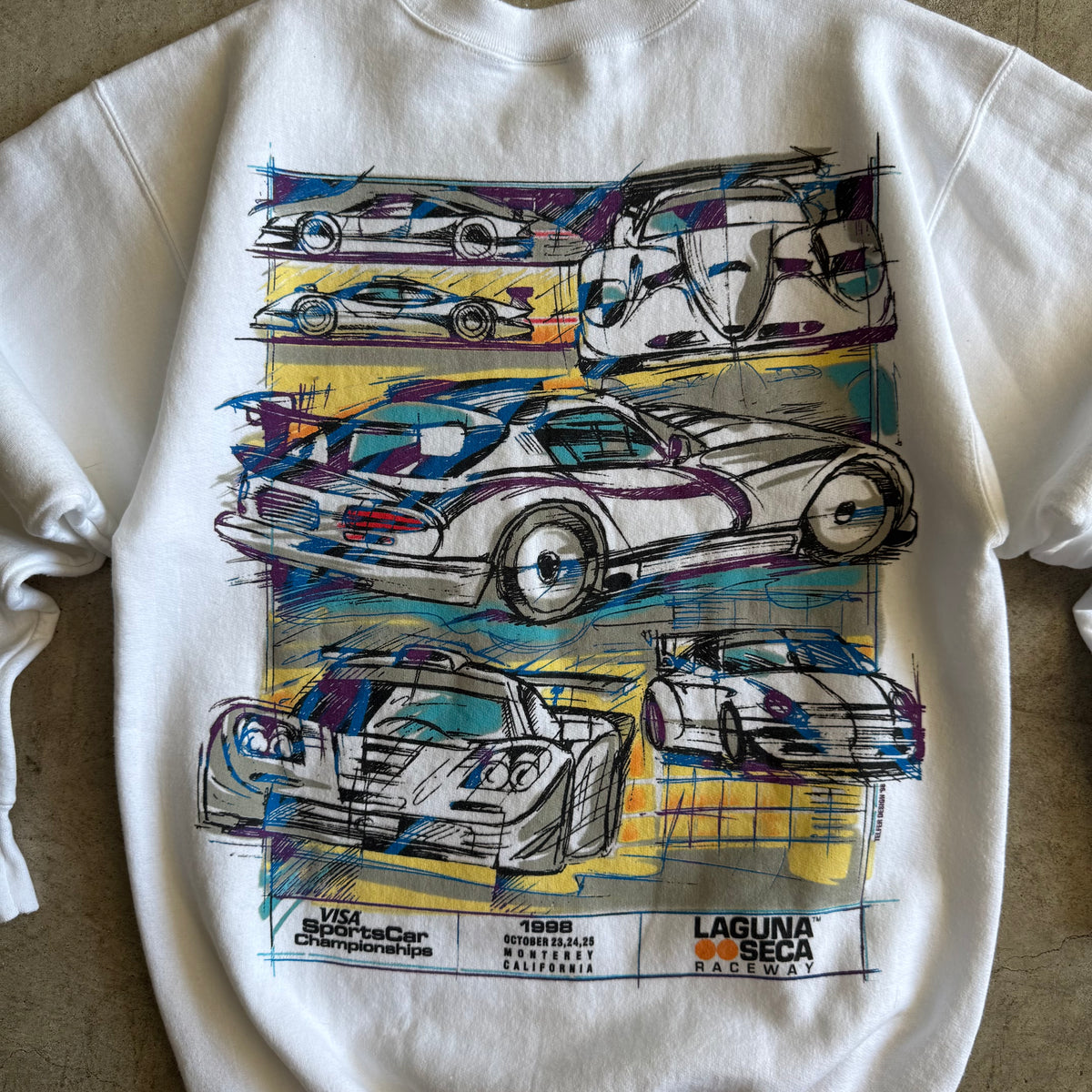 1998 Visa Sportscar Championship Porsche GT1 CLK GTR White Crewneck Sweater (M)