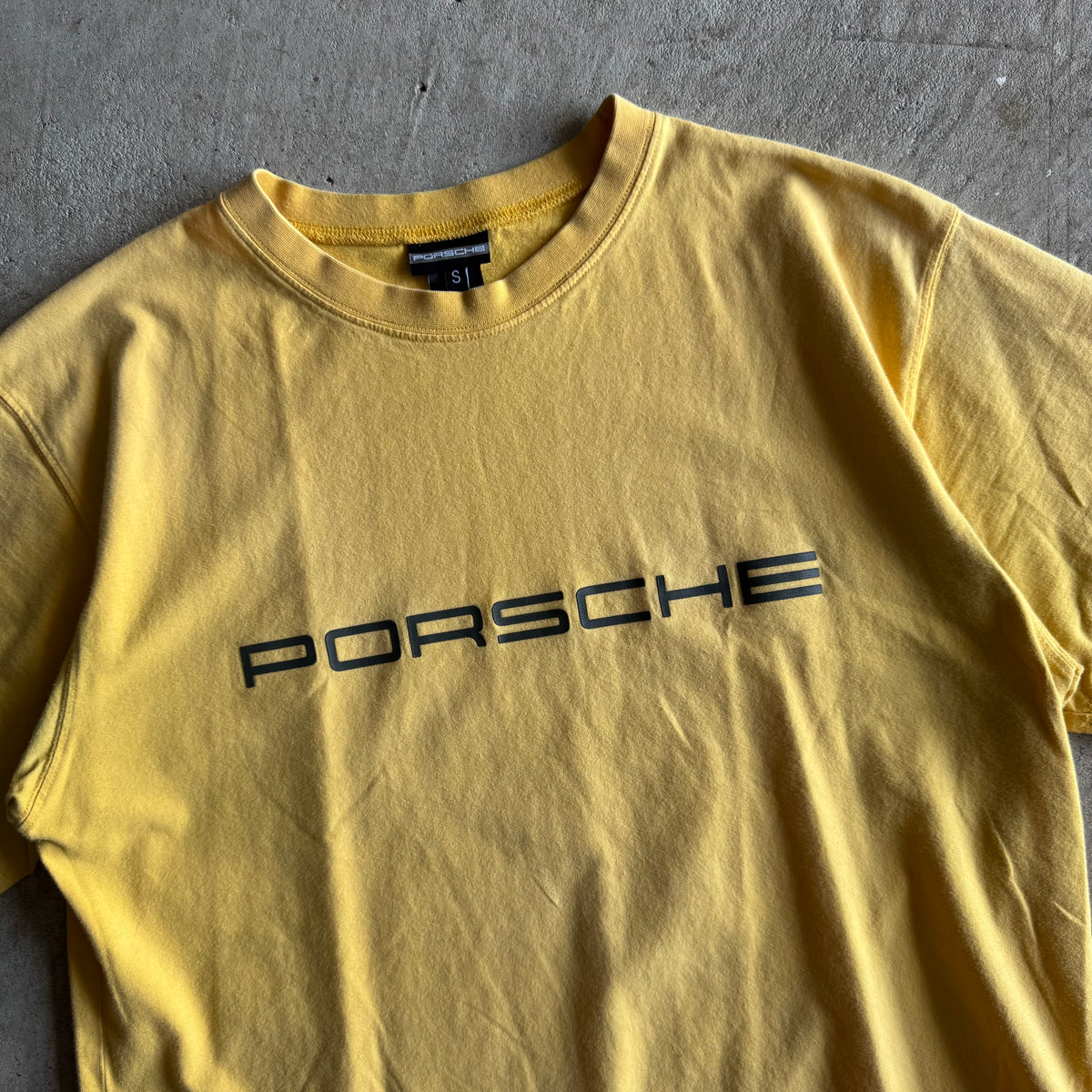 2000s Porsche Selection Spellout Yellow T Shirt (S)