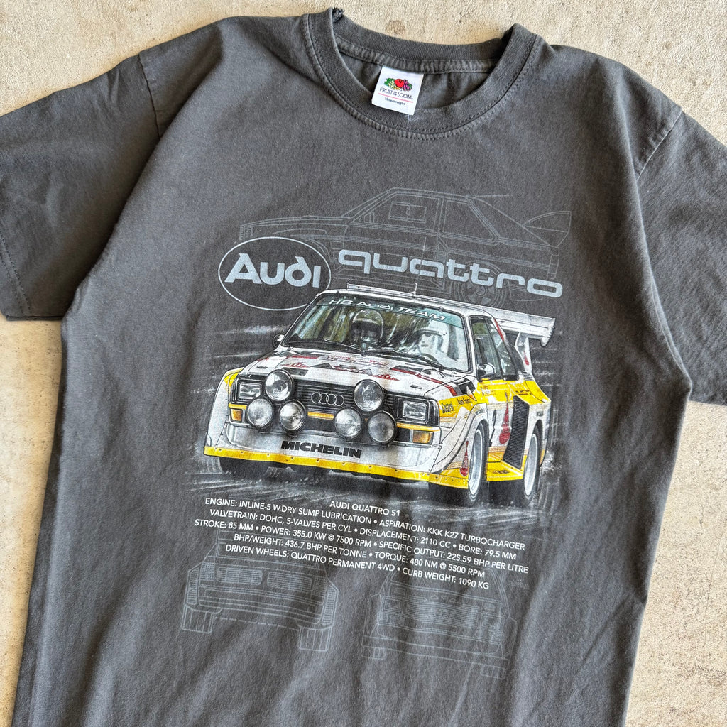 Retro Audi Quattro S1 Rally Team Charcoal Grey Shirt (S)