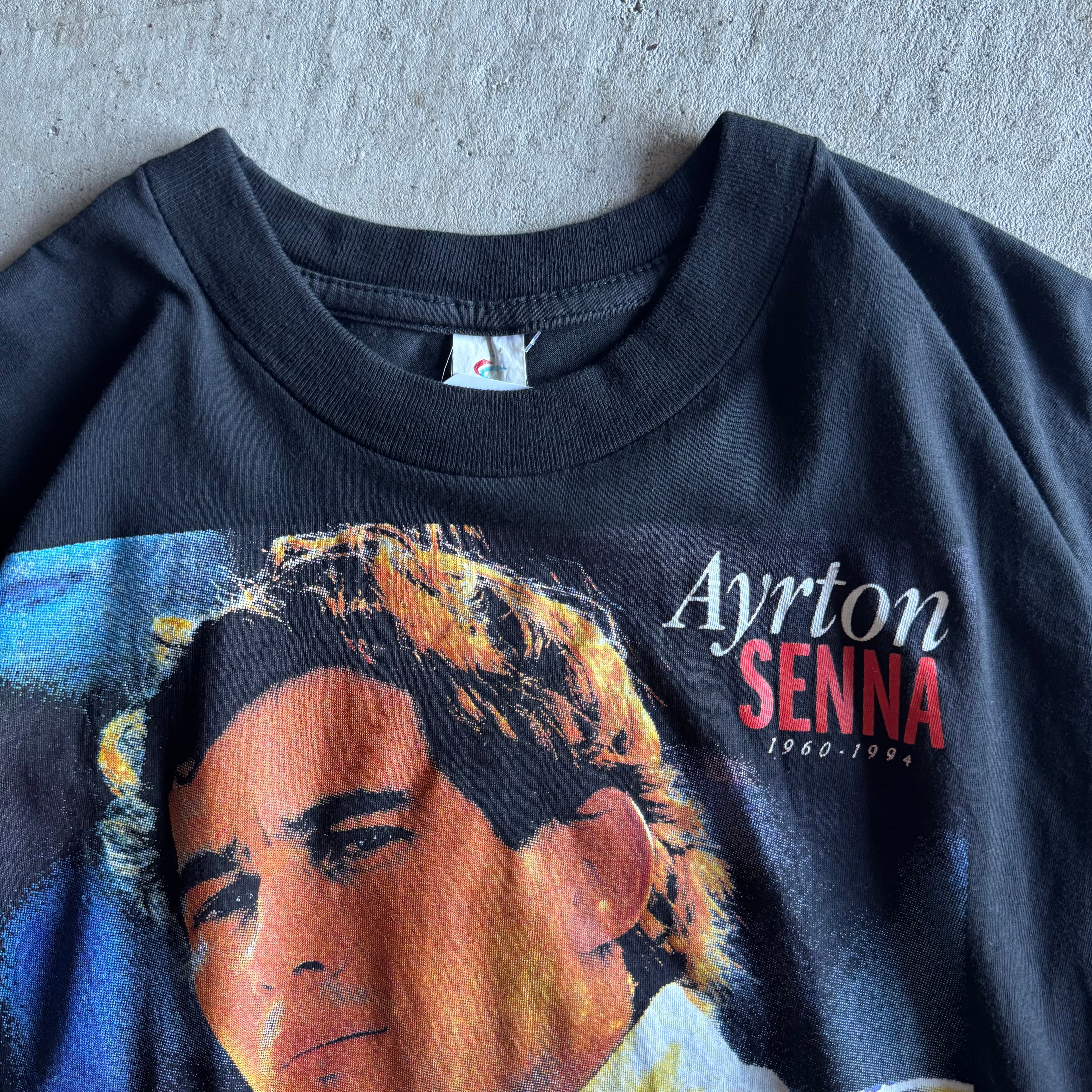 Vintage 90s Ayrton Senna Tribute Black T Shirt Size Large