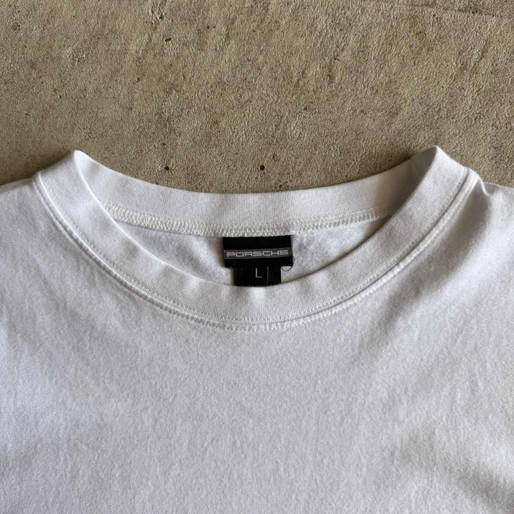 2000s Porsche Spellout Logo White T Shirt (L)