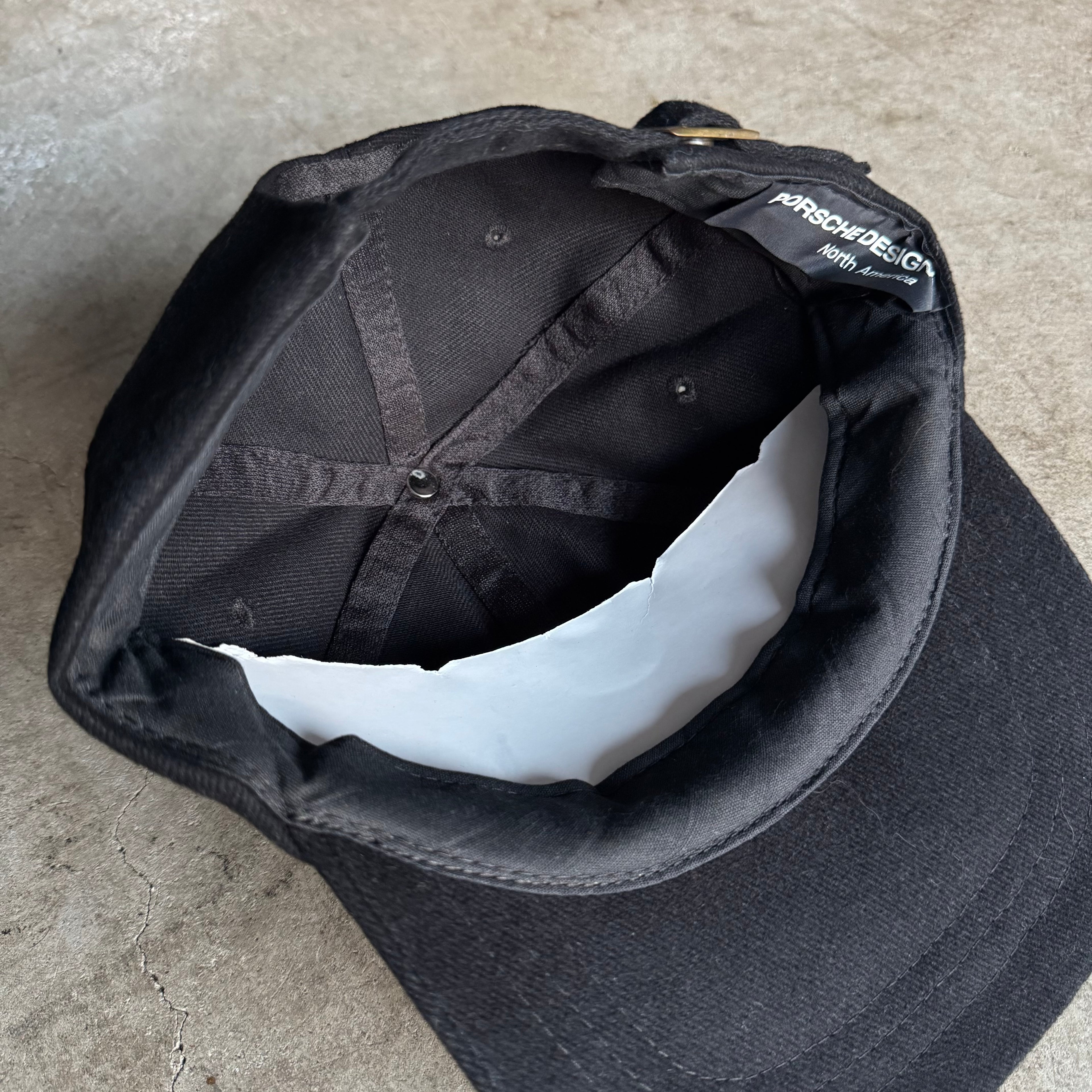 90s Porsche Design Aspen Embroidered Black Strapback Hat