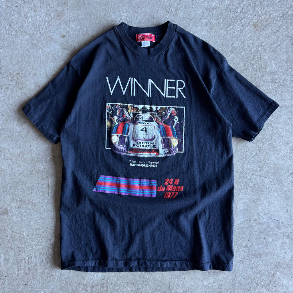 80s Porsche Limited 936 24 Heures du Mans Winner Navy T Shirt (XL)