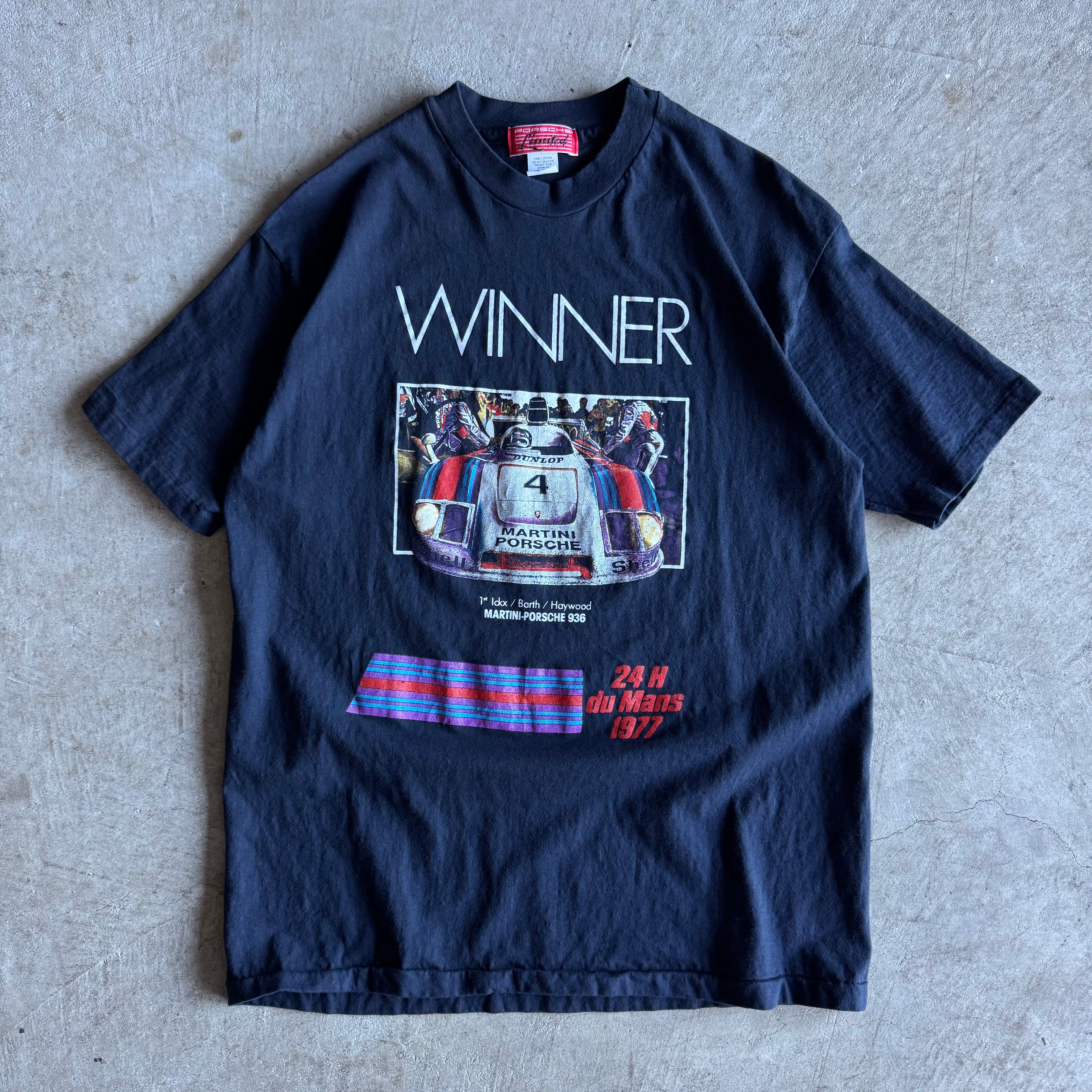 80s Porsche Limited 936 24 Heures du Mans Winner Navy T Shirt (XL)