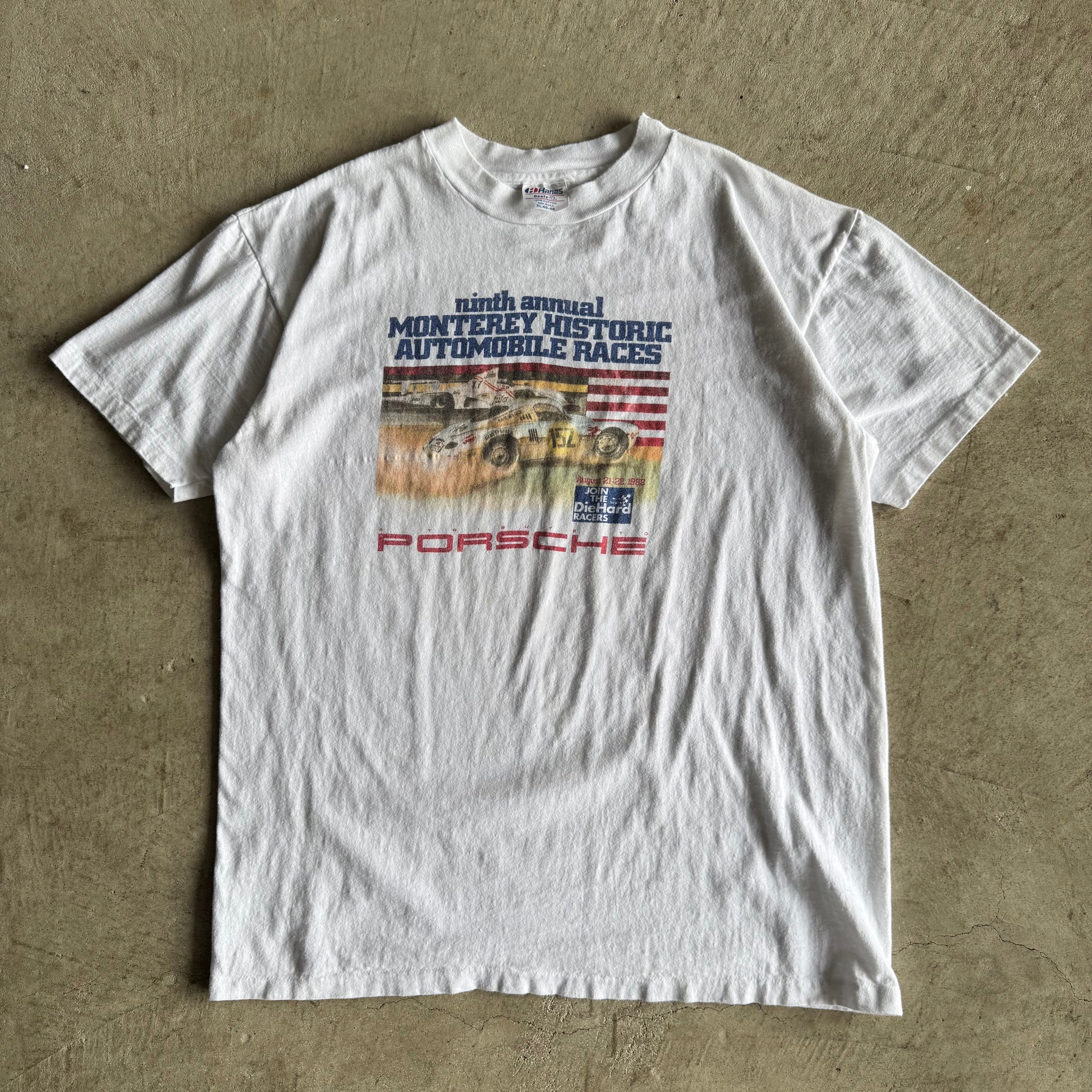 90s Porsche Monterey Historic Races White T Shirt (XL)