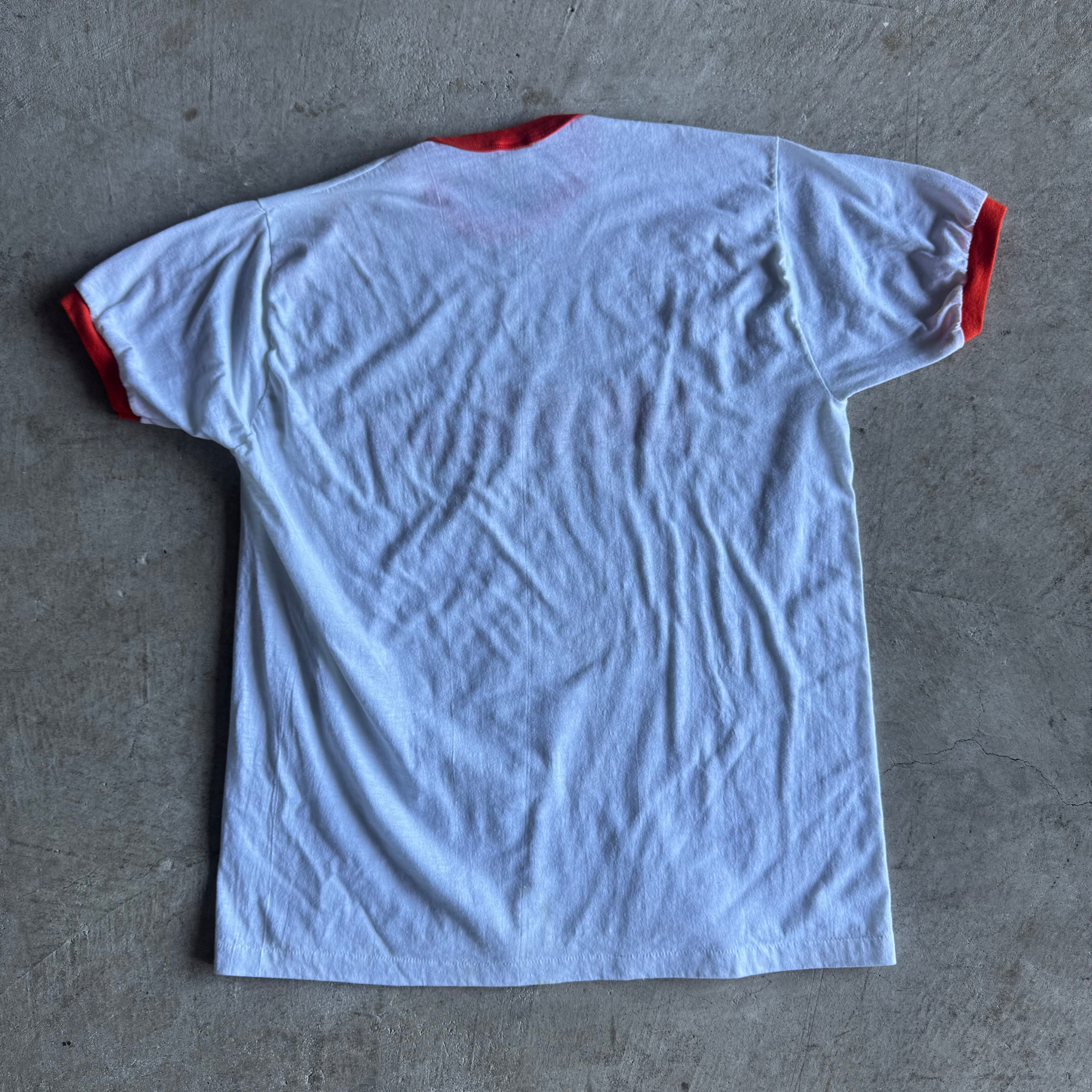 1983 IMSA Laguna Seca White Orange Ringer T Shirt (XL)