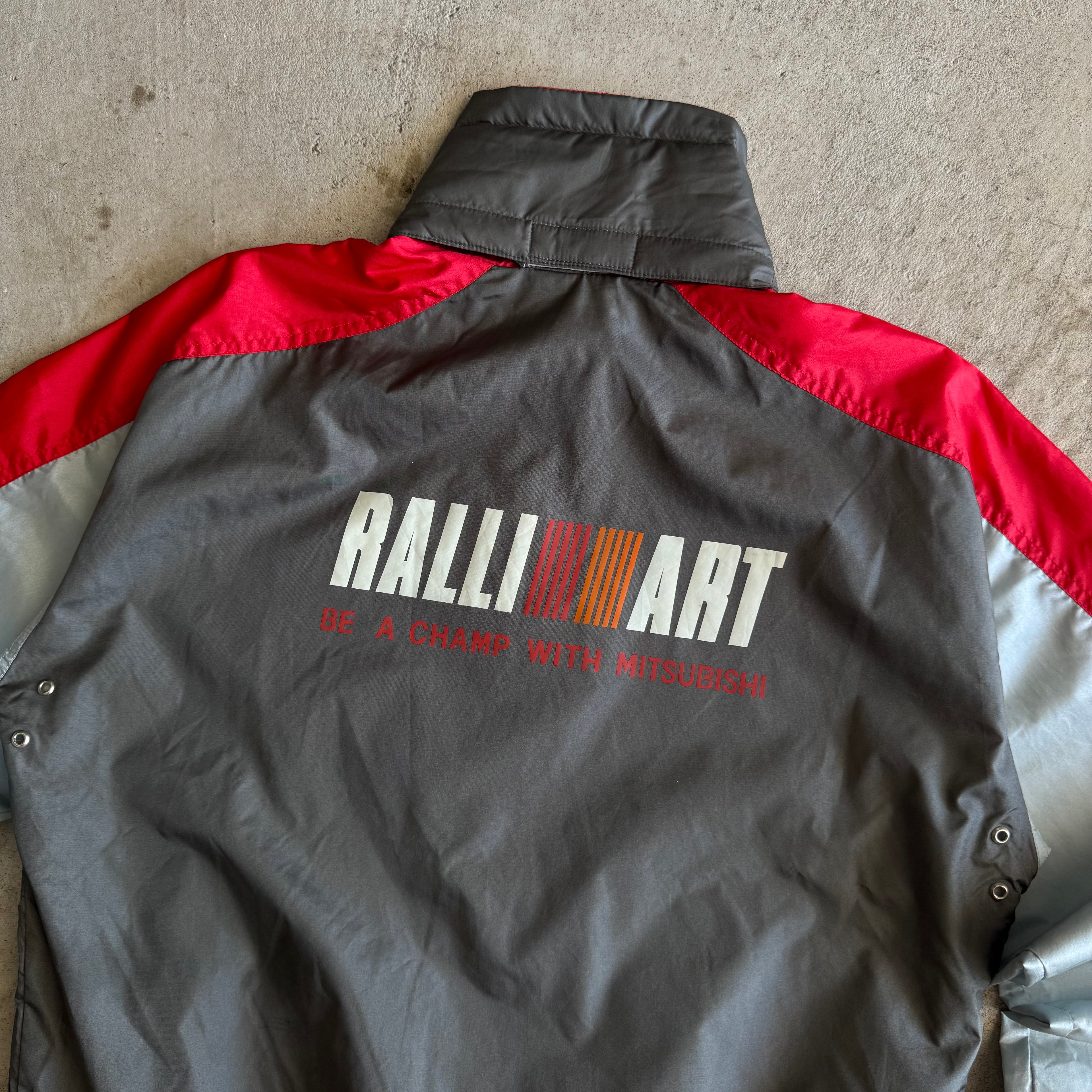 90s Mitsubishi Ralliart Rally Racing Grey Red Jacket (L)