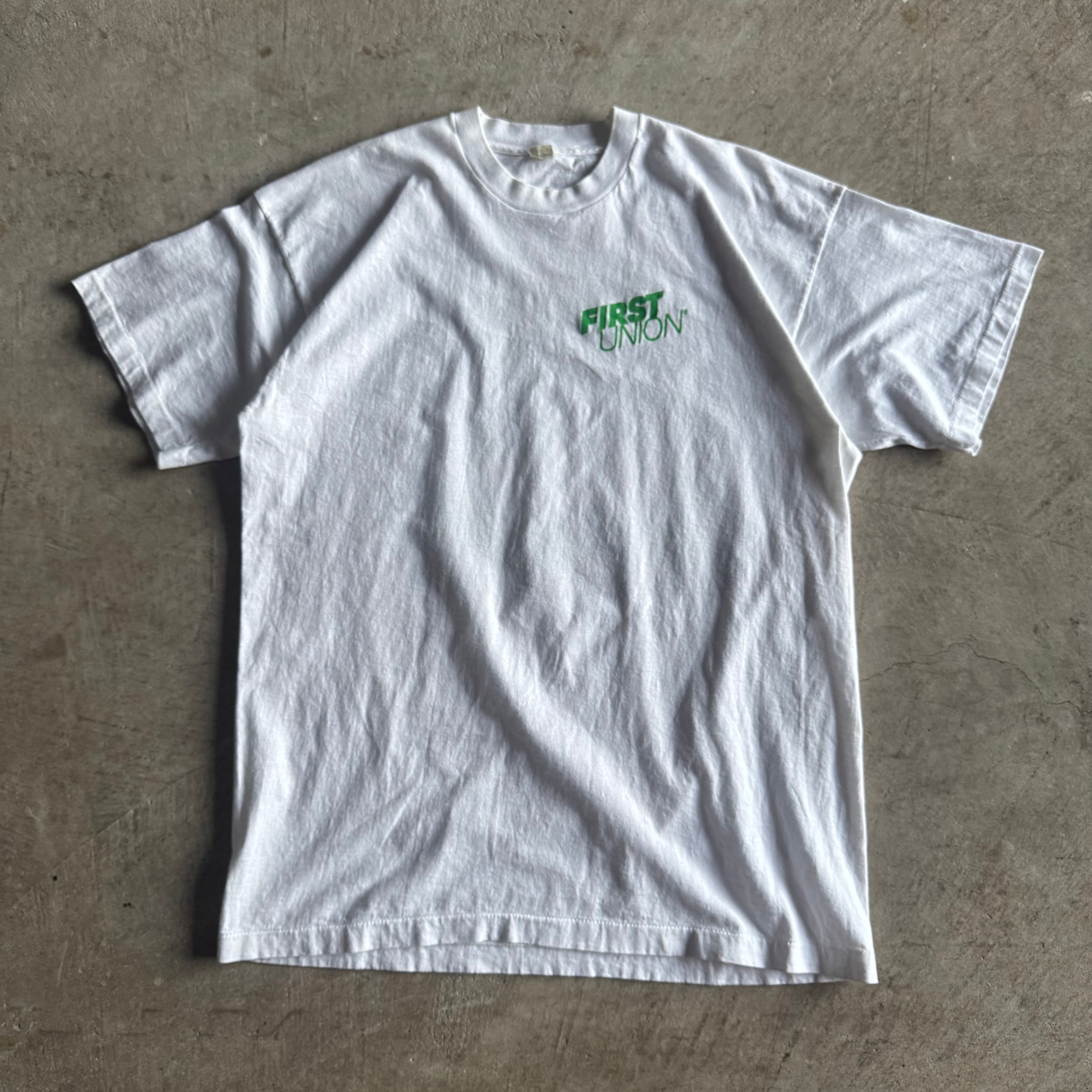 Vintage 90s First Union Porsche IMSA Racing White T Shirt Size XL