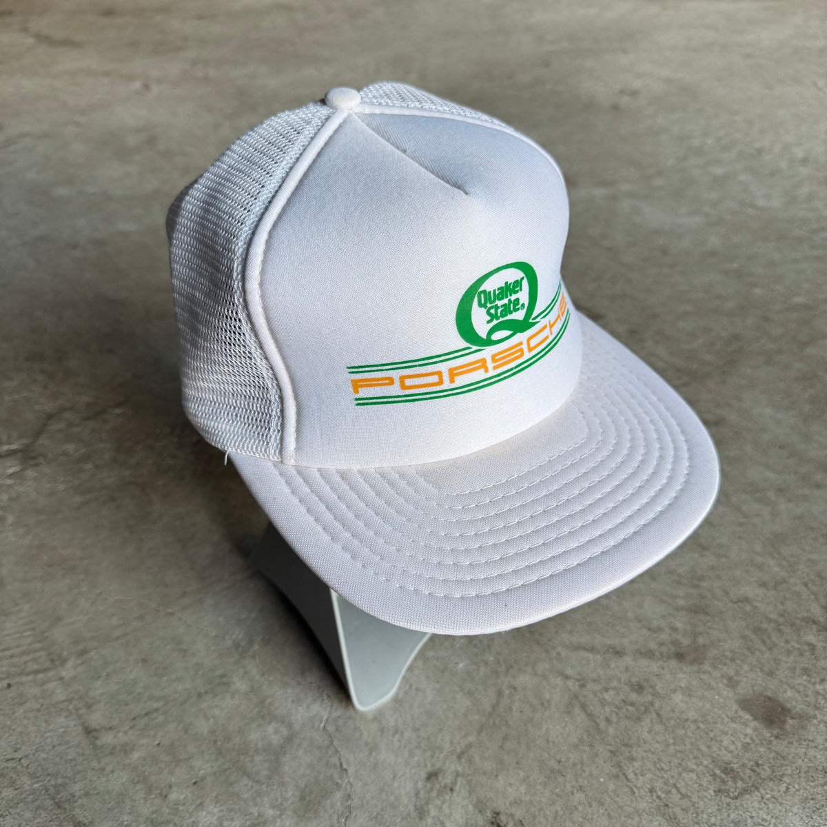 90s Porsche Quaker State White Mesh Trucker Hat