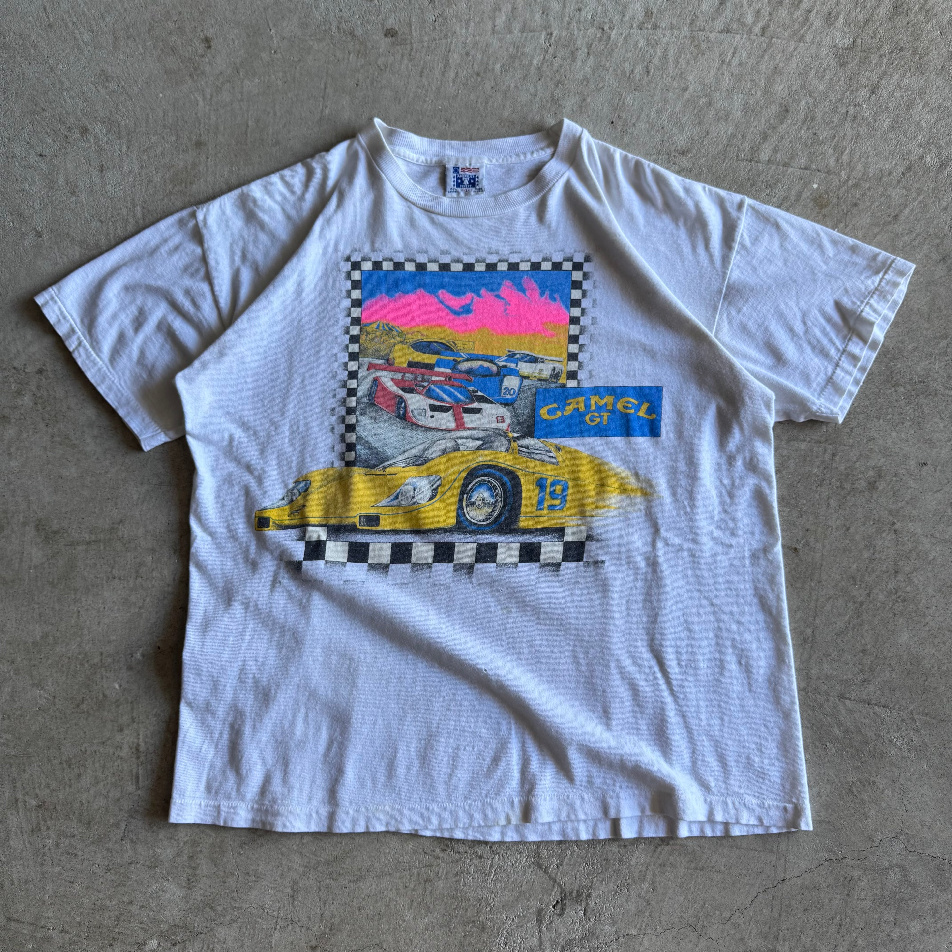 Vintage 90s Camel GT Series IMSA White T Shirt Size Large