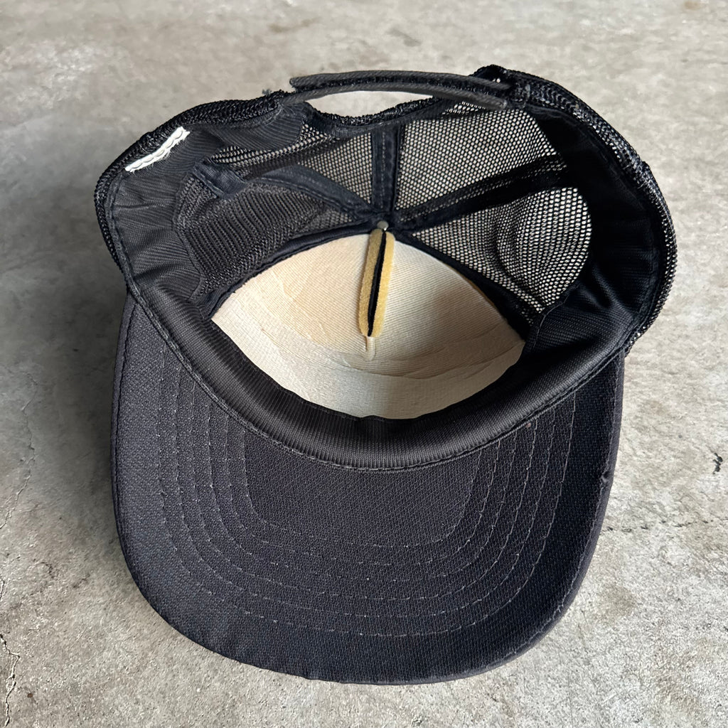 80s Porsche Crest Patch Black Mesh Adjustable Trucker Hat