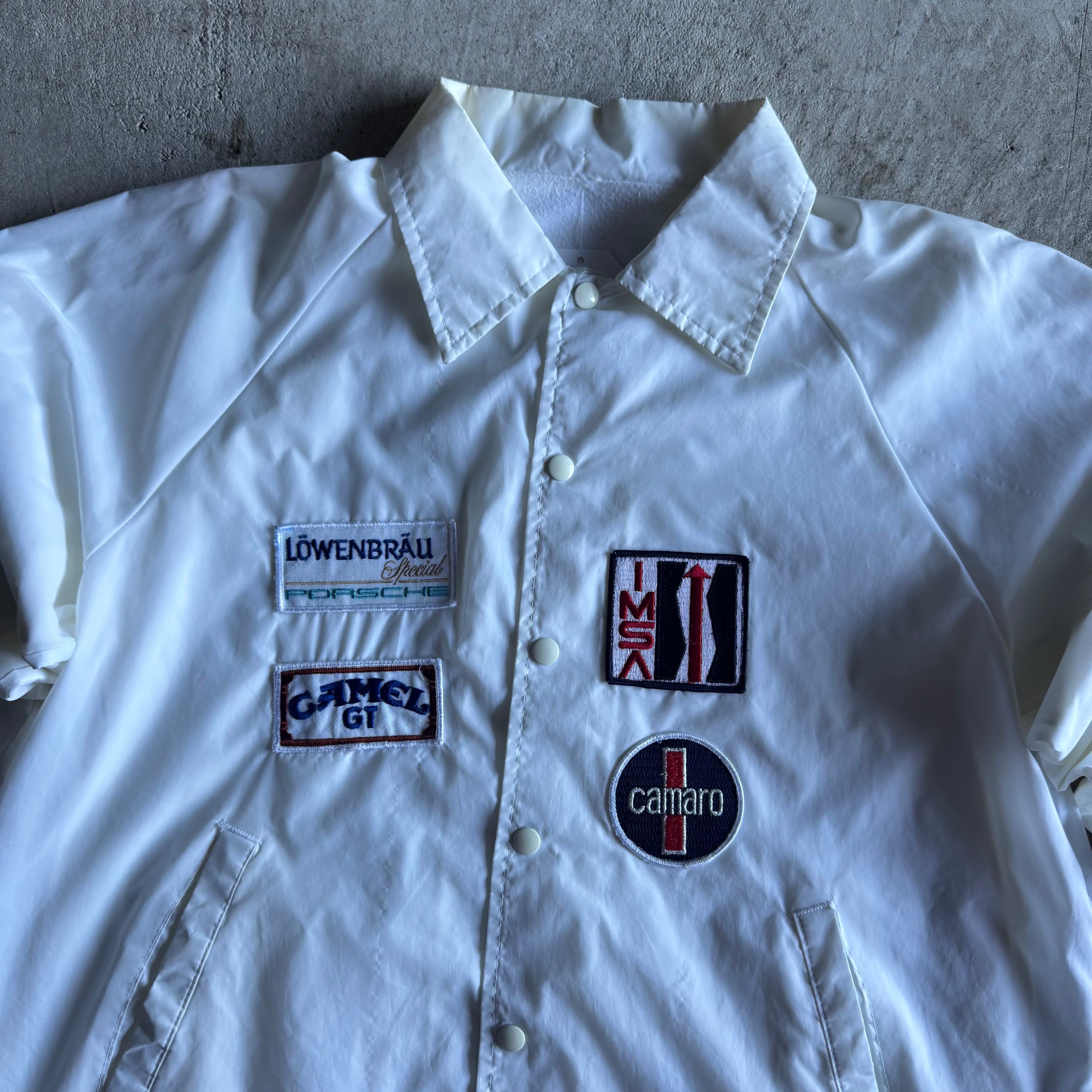 Vintage 80s Camel GT Porsche Lowenbrau IMSA White Jacket Size Large XL