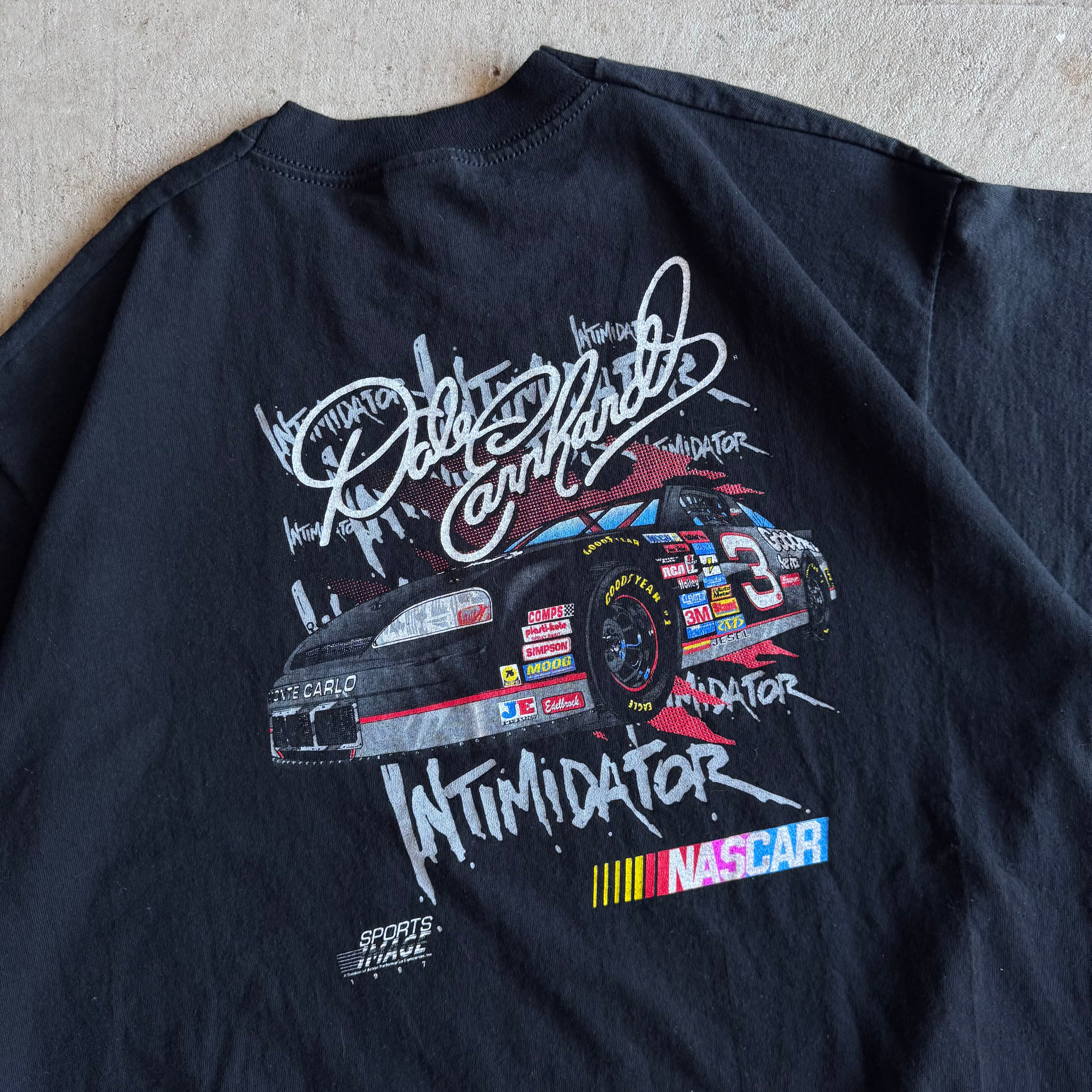 90s Dale Earnhardt Intimidator NASCAR Black T Shirt (XL)