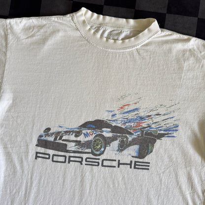 Vintage 90s Porsche 911 GT1 Mobil 1 White T Shirt Medium