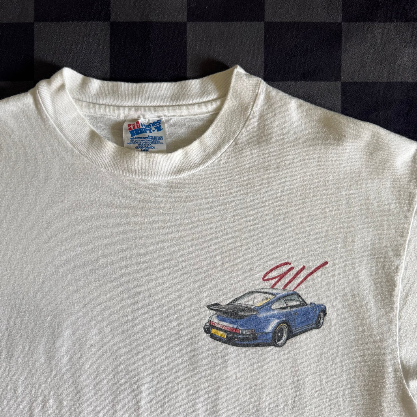 Vintage 90s Porsche 911 White T-Shirt Large