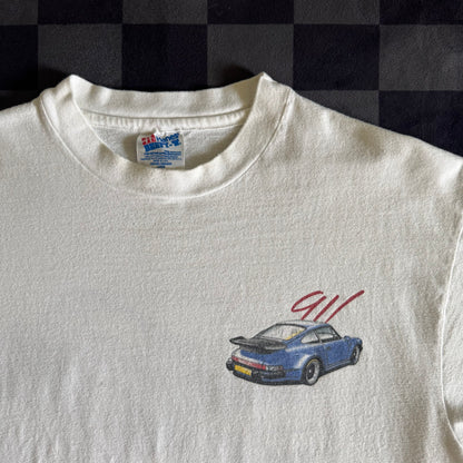 Vintage 90s Porsche 911 White T-Shirt Large