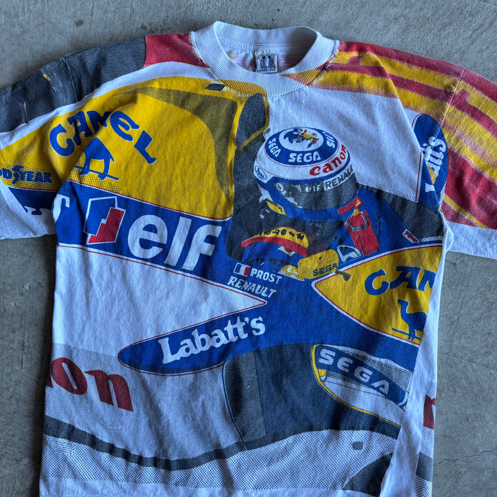 90s Alain Prost Elf Camel Formula 1 AOP T Shirt (XL)