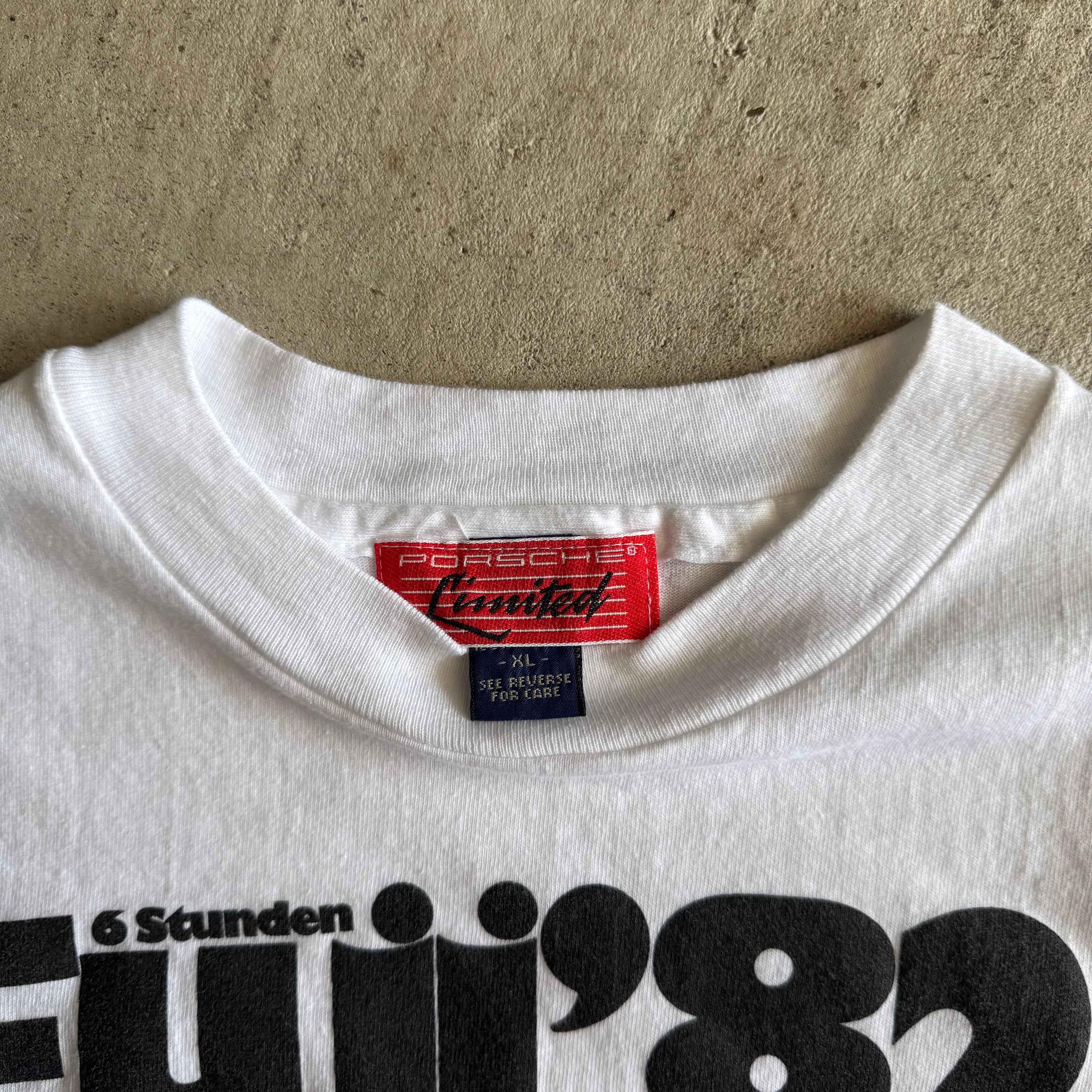 80s Porsche Limited 6 Hours of Fuji 1982 White Victory Poster T Shirt (L)